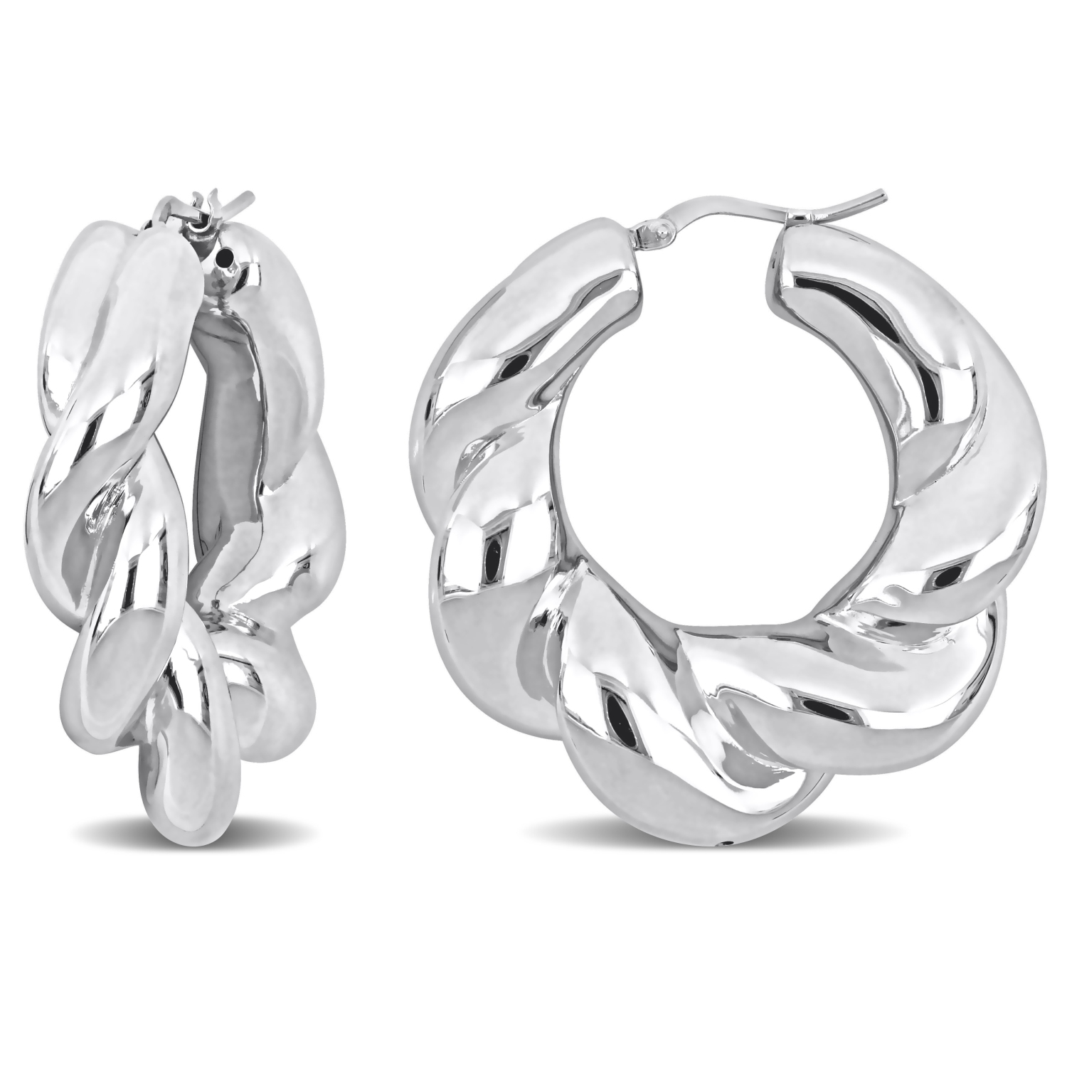 Amour Twisted Hoop Earrings Silver