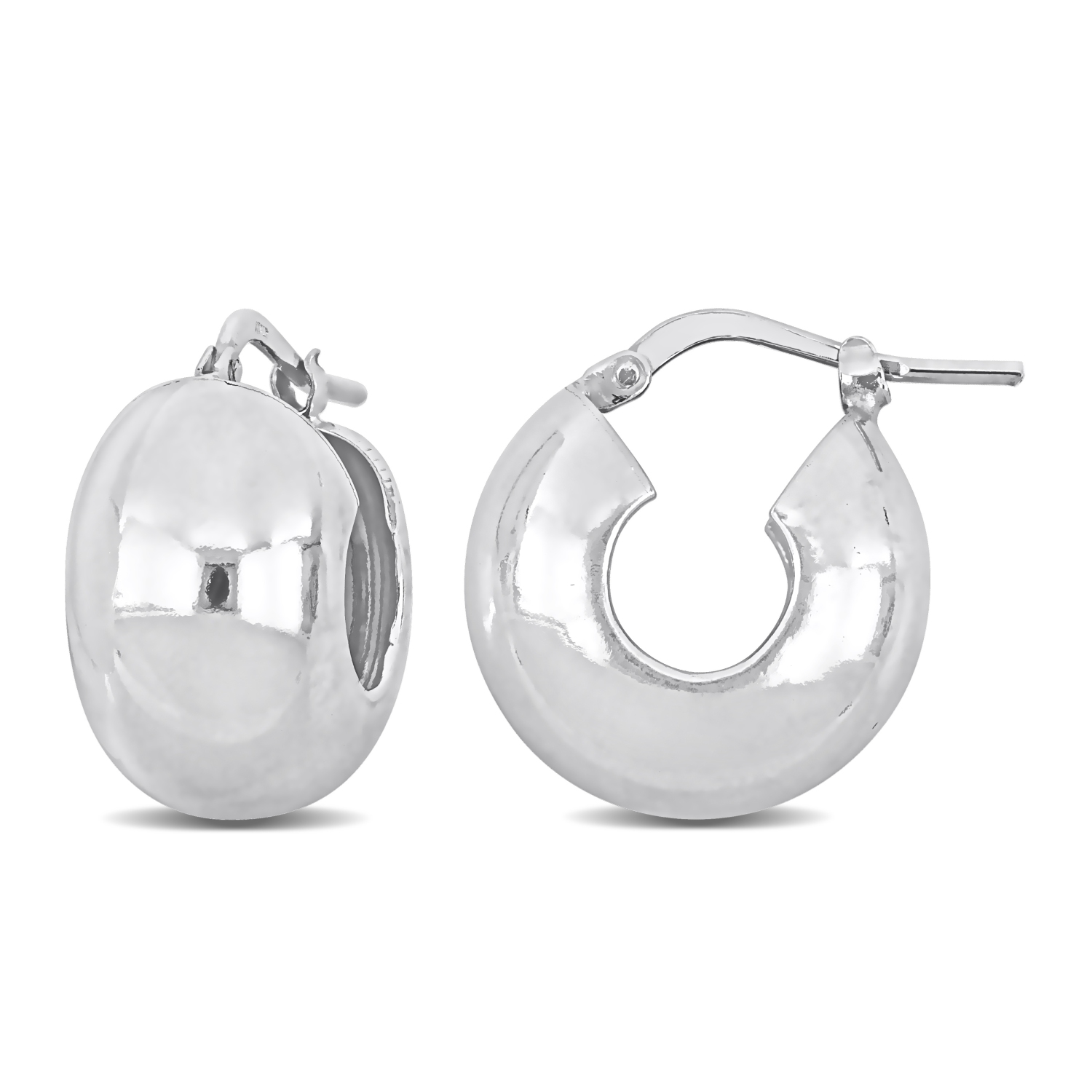 Amour Wide Huggie Polished Earrings Silver