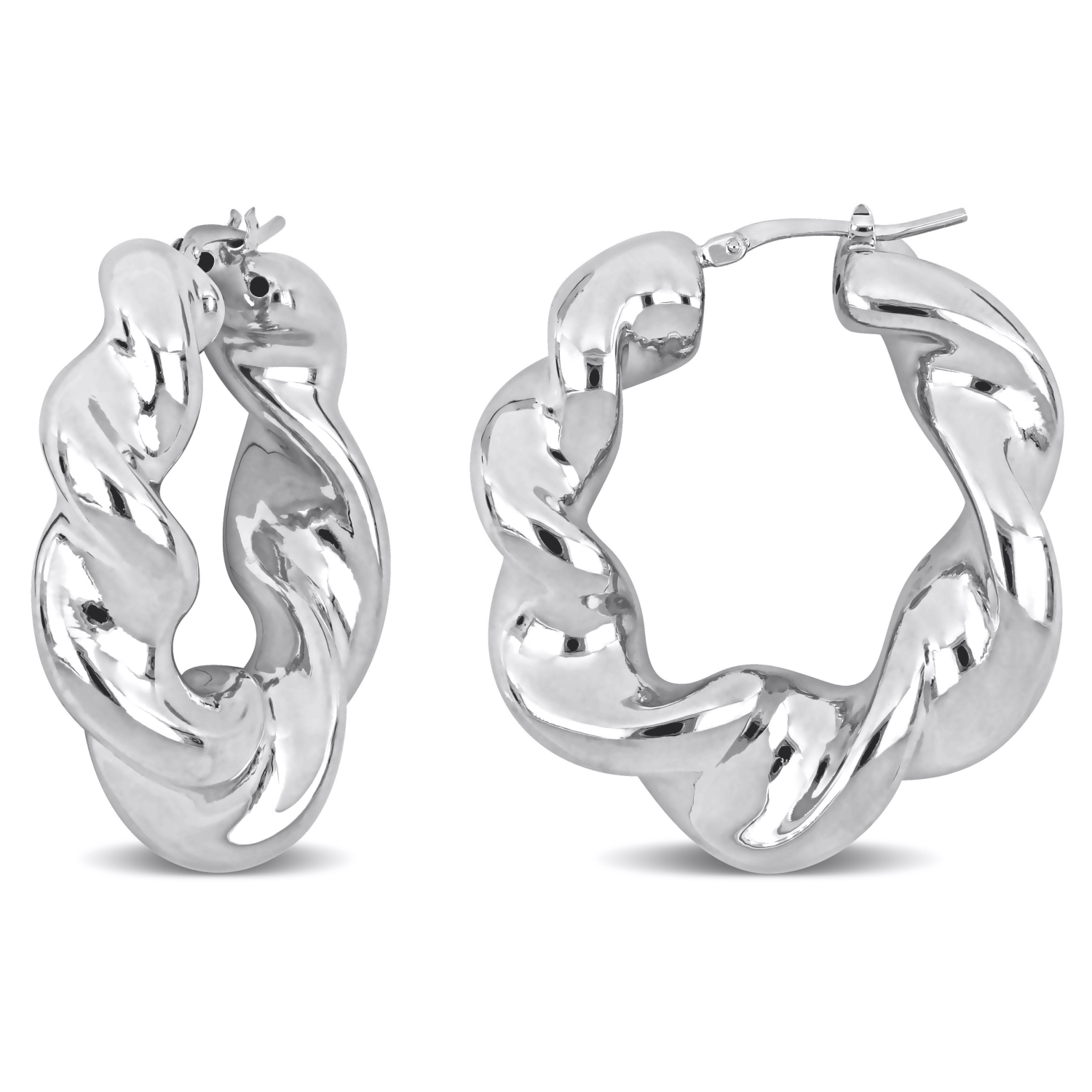 Amour Twisted Hoop Earrings Silver