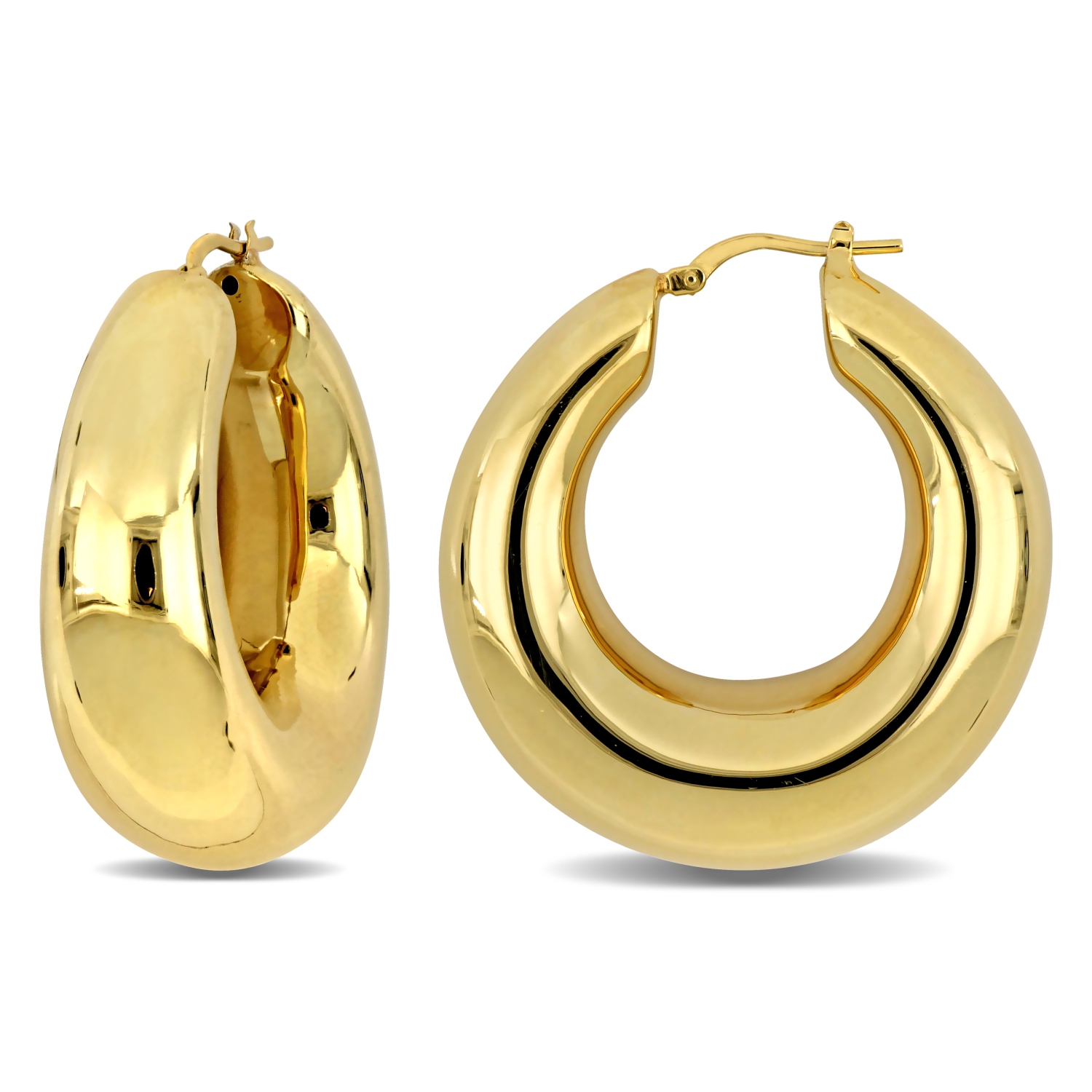 Amour Polished Hoop Earrings Yellow Silver
