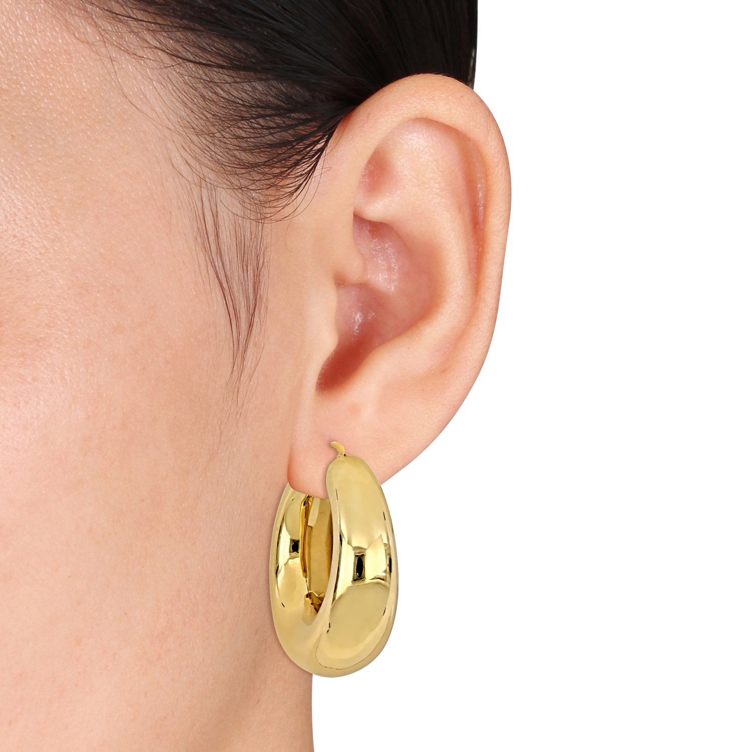 Amour Polished Hoop Earrings Yellow Silver