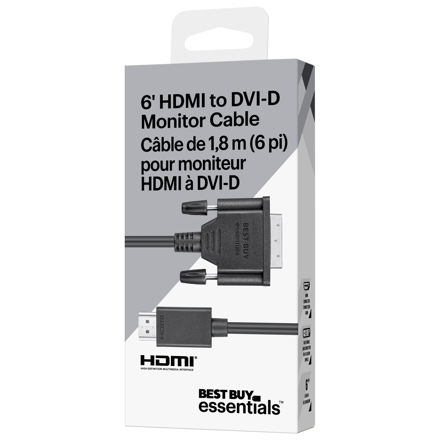 Best Buy Essentials 2m HDMI to DVI-D Cable (BE-PC2DH6B23-C) - Black - Only at Best Buy