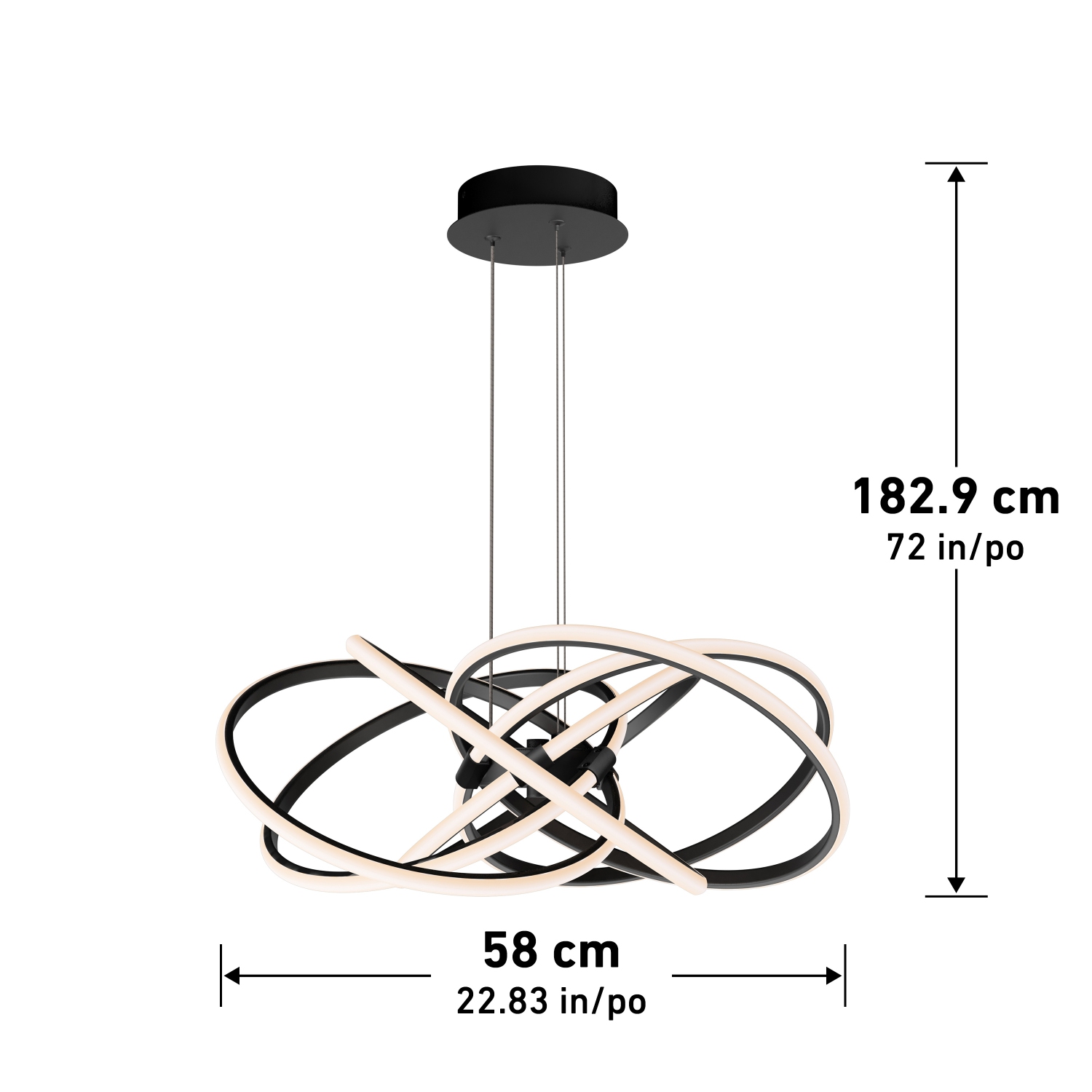 Luminaire suspendu moderne Maelstrom, noir