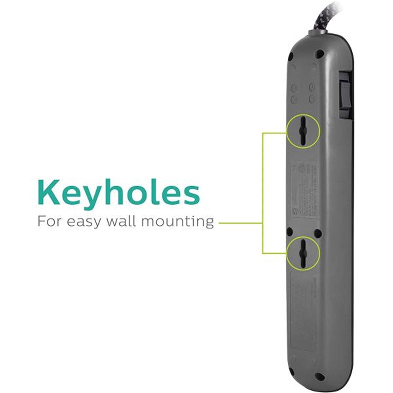 Philips - Protecteur de Surtension à 4 Prises et 2 Port USB, 720 Joules, Cordon de 4 Pieds, Noir