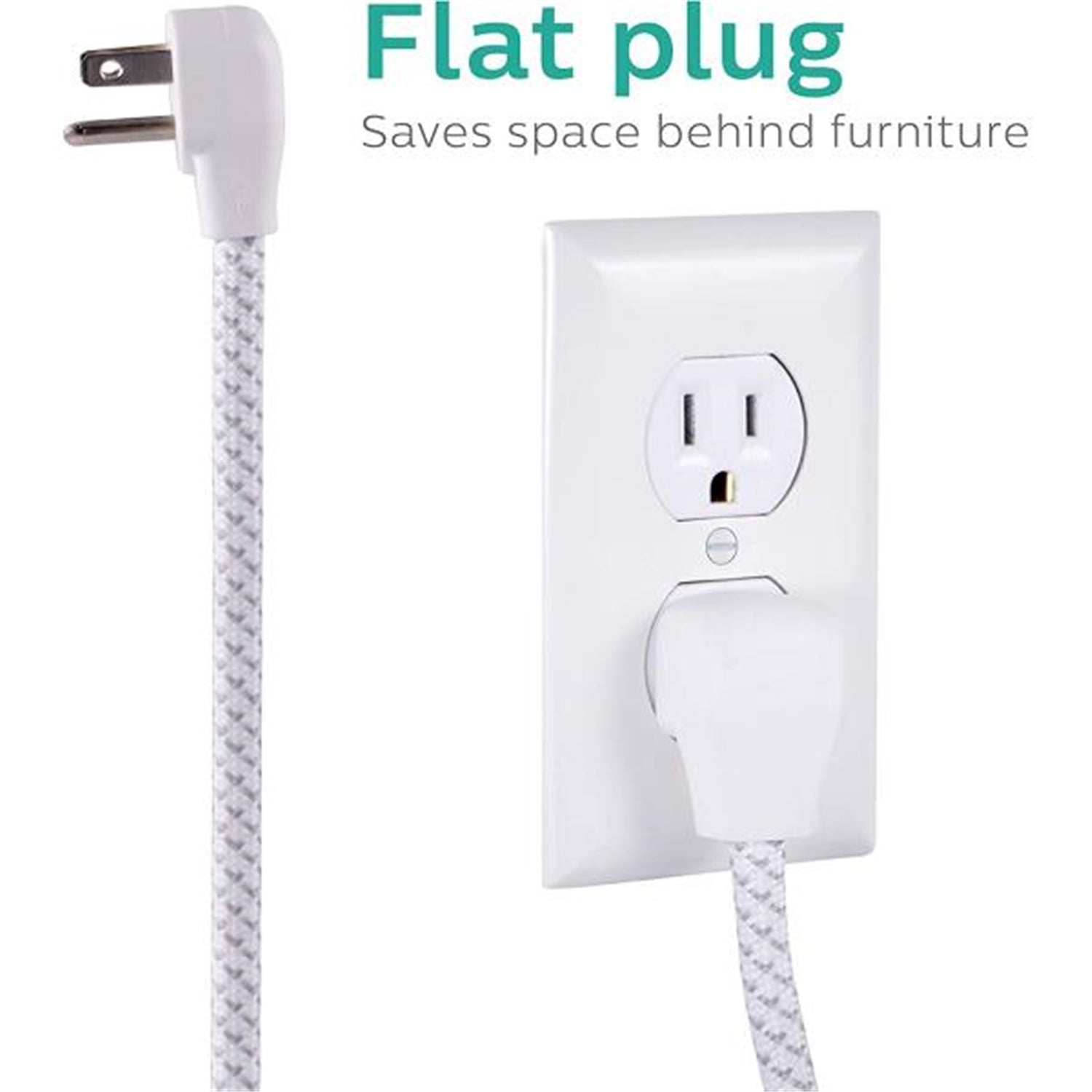 Philips 4 Outlet 2 USB Port Surge Protector, 720 Joules, 4ft Cord, White