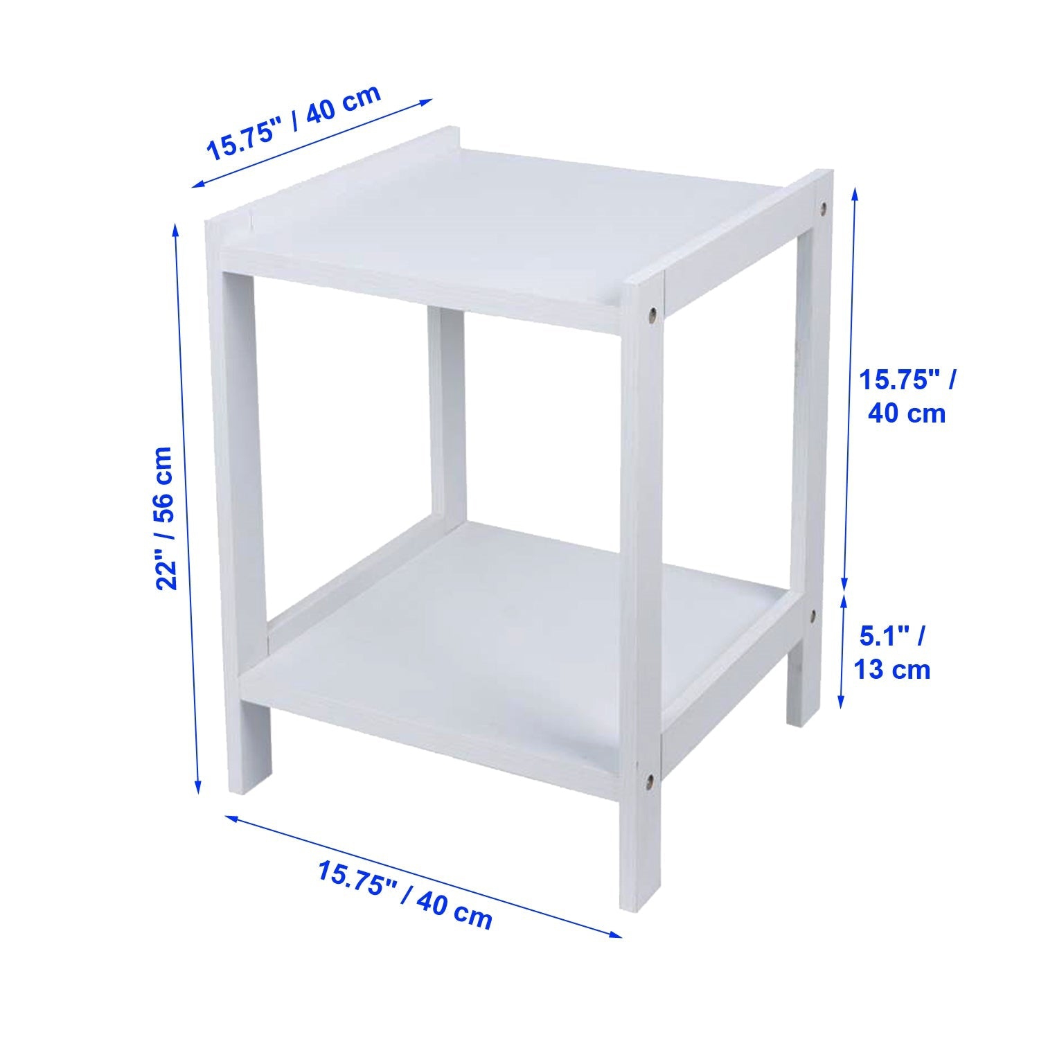 ITY International - MDF Side Table/ Bedside Table, 15.75" x 22" x 15.75", White