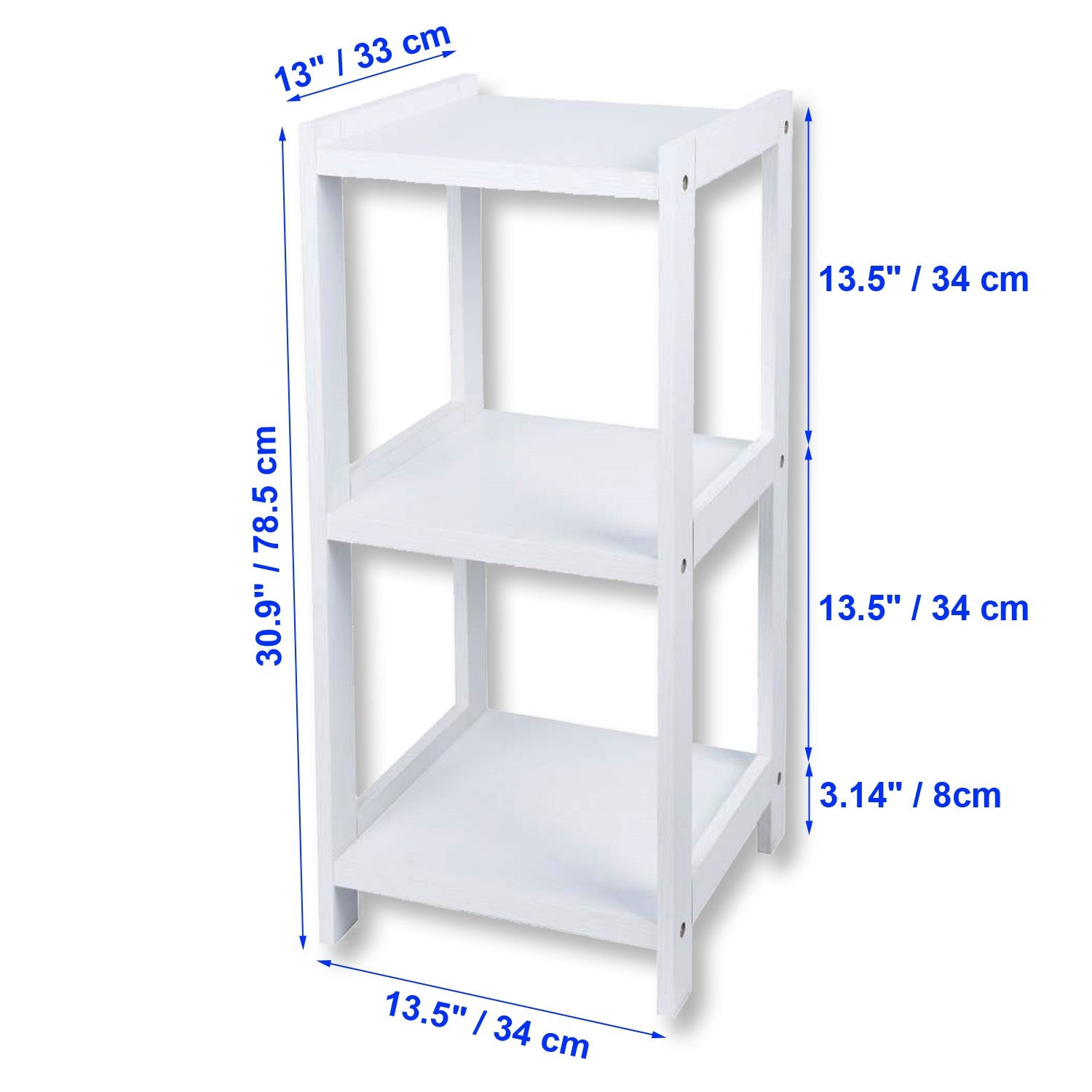 ITY International - Étagère à 3 Étages en MDF, 13.5" x 30.9" x 13", Blanc