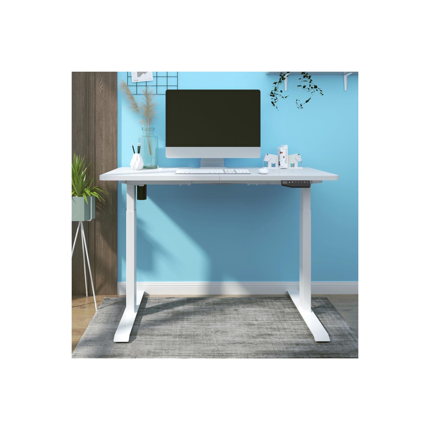 Dessus de table assemblé de 47,24 x 23,6 pouces pour cadre de bureau debout, deux panneaux assis pour se tenir debout ordinateur de bureau réglable