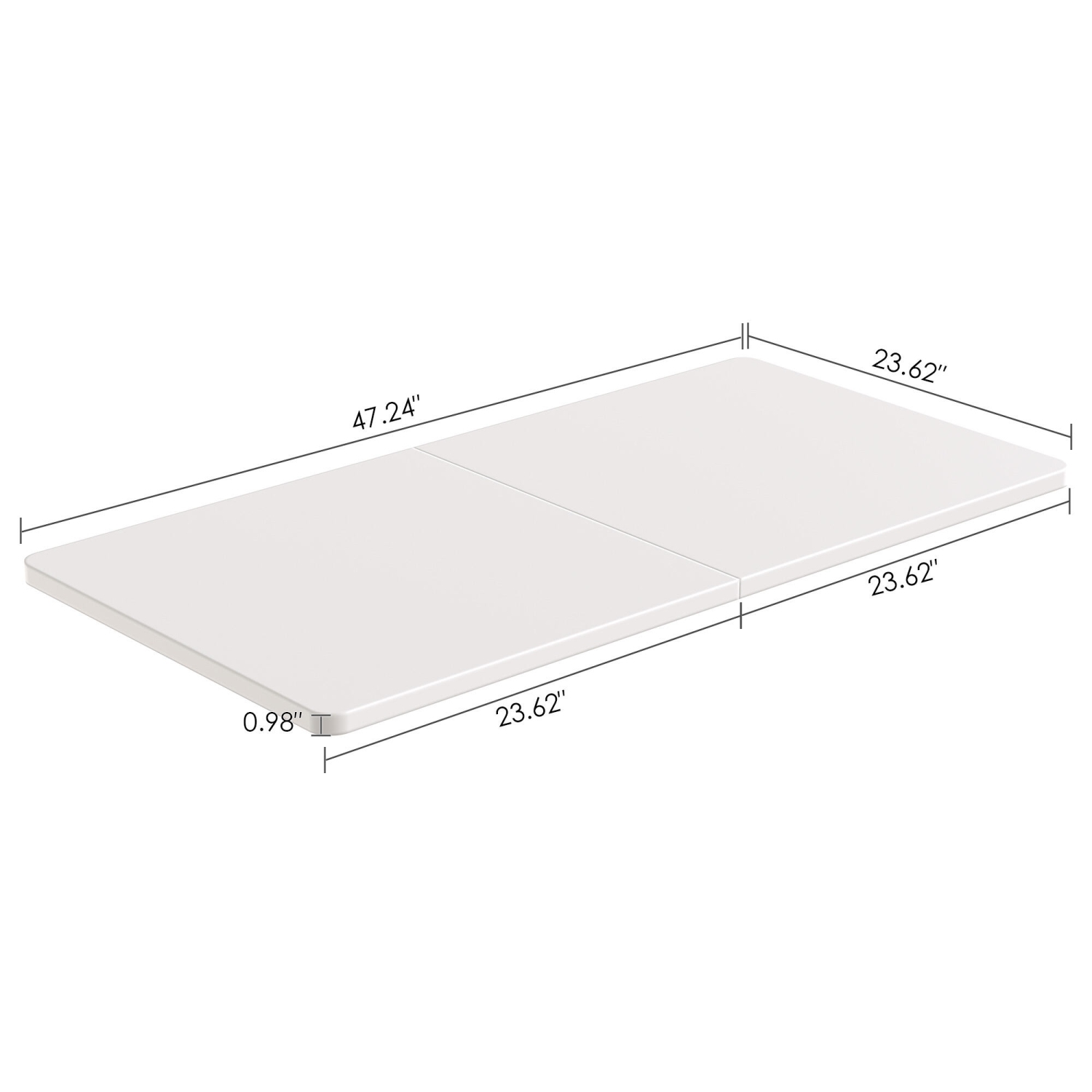 Dessus de table assemblé de 47,24 x 23,6 pouces pour cadre de bureau debout, deux panneaux assis pour se tenir debout ordinateur de bureau réglable