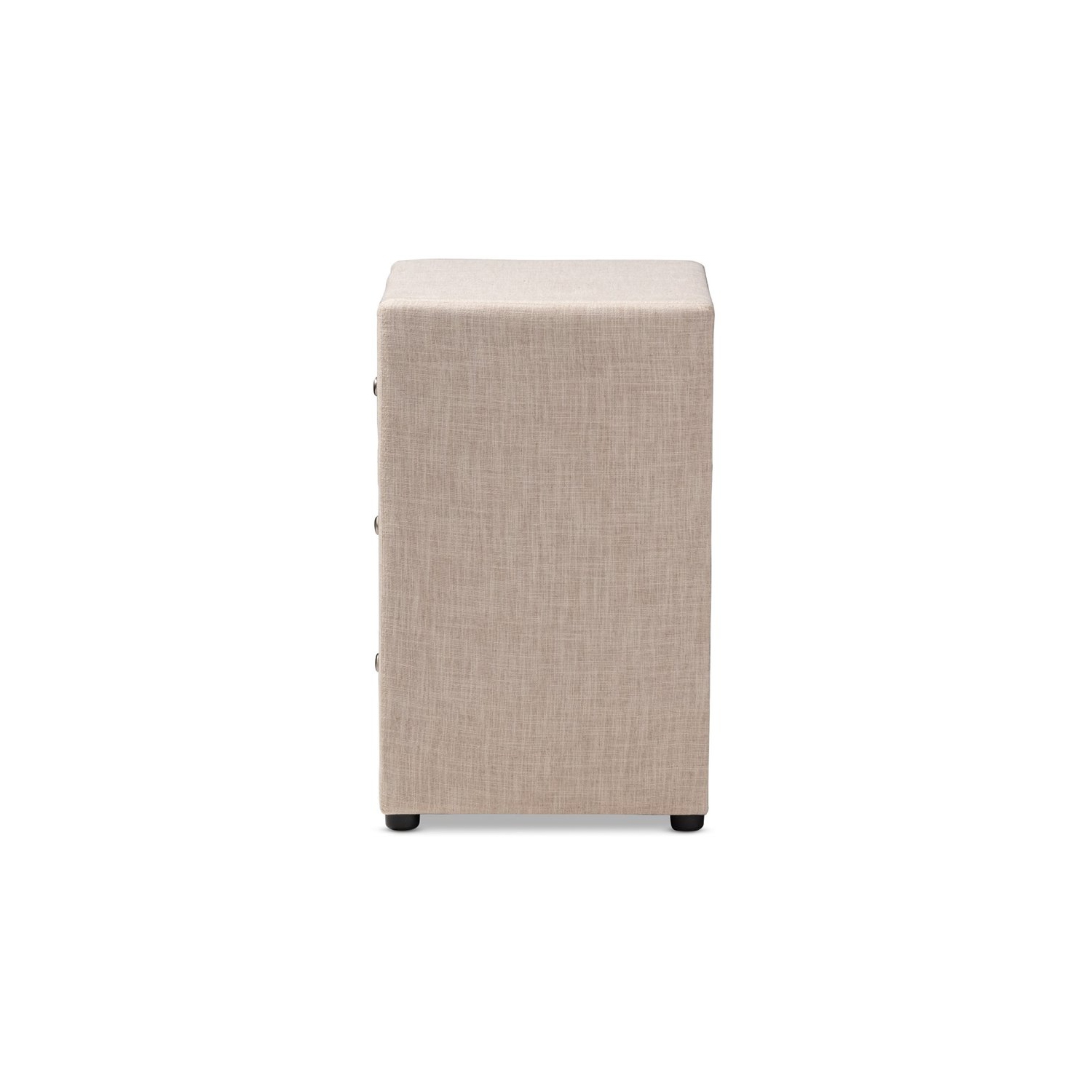 Baxton Studio Tessa 3 Drawer Fabric Upholstered Nightstand in Beige