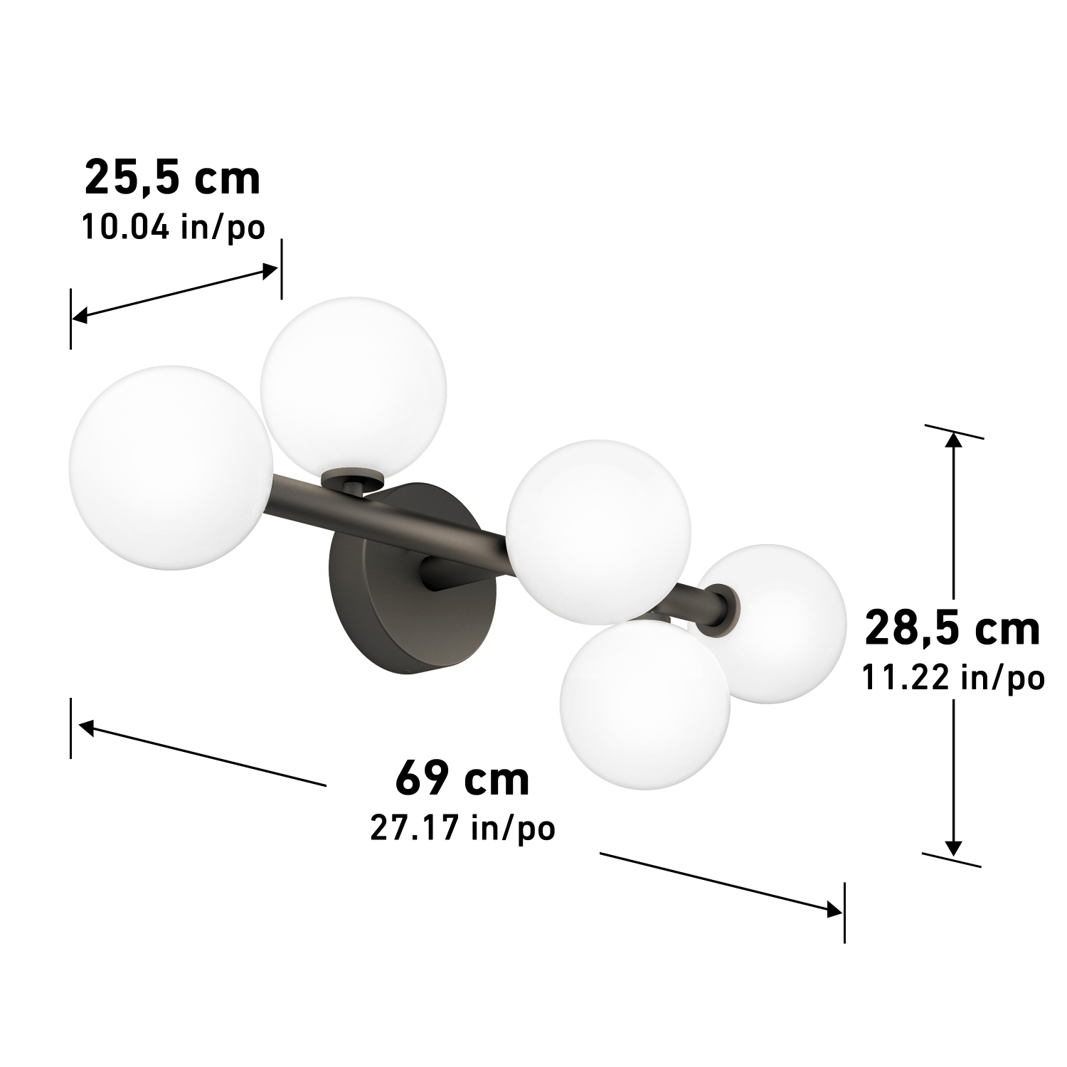 Luminaire de salle de bain moderne Bloom, noir