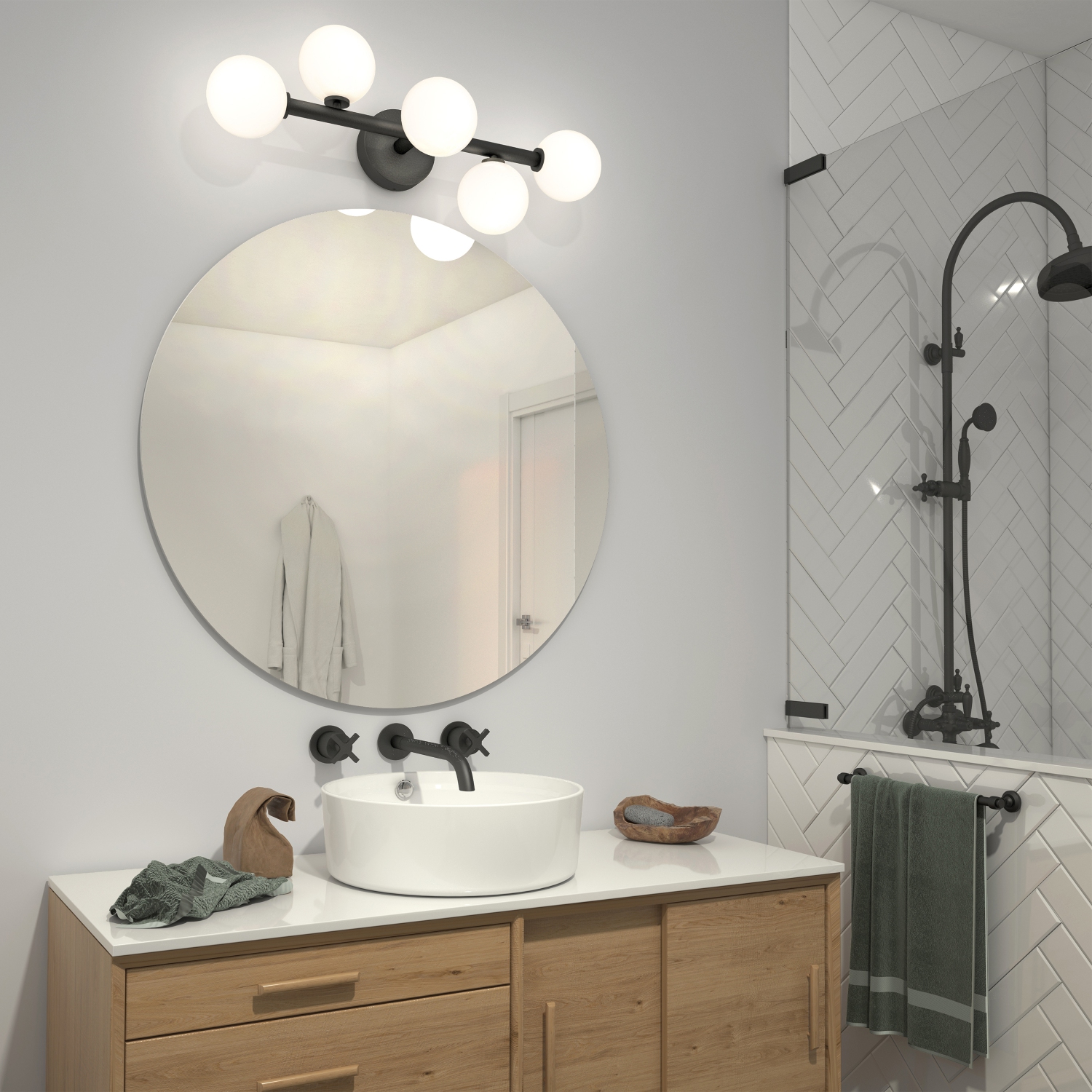 Luminaire de salle de bain moderne Bloom, noir
