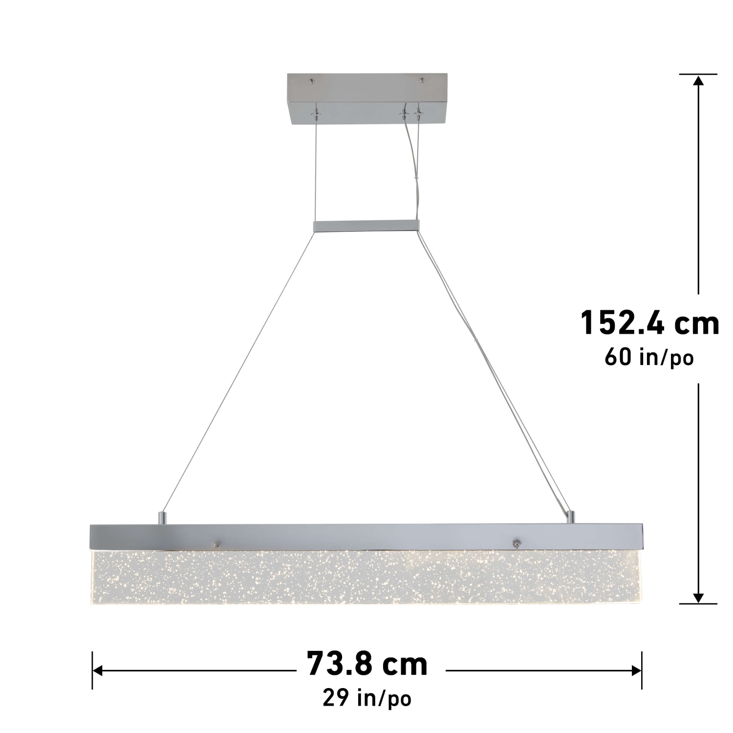 Luminaire suspendu moderne Essence Bar, chrome