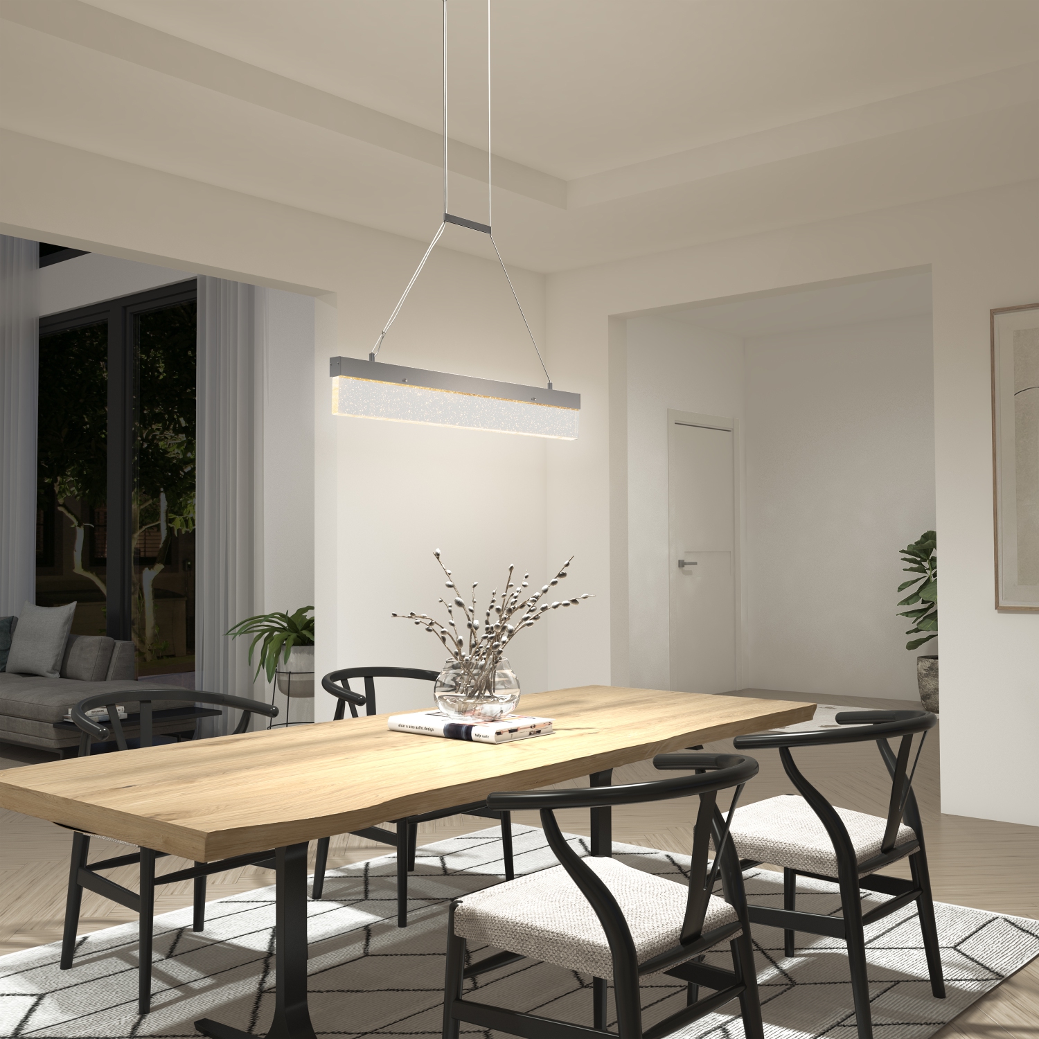 Luminaire suspendu moderne Essence Bar, chrome