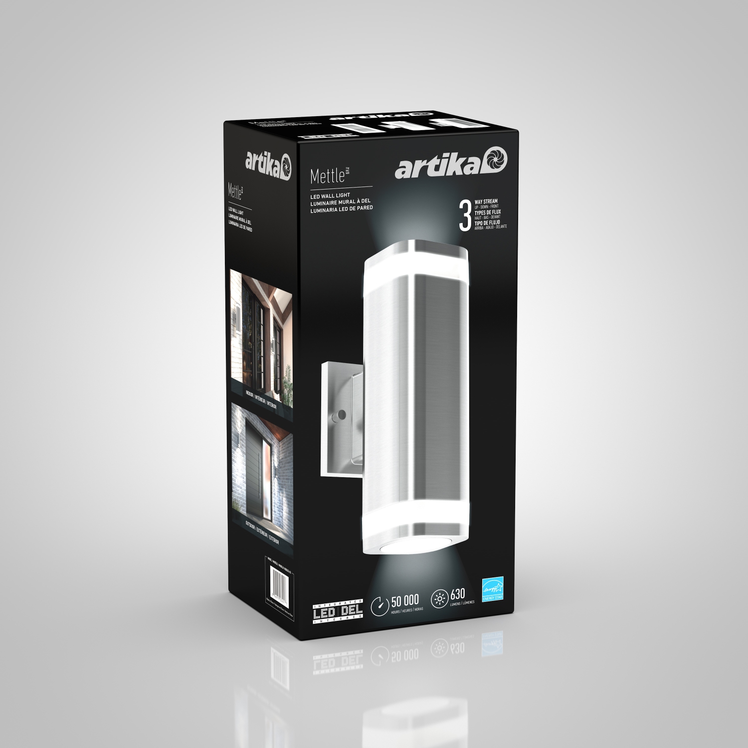 Applique murale d’extérieur moderne Mettle, argenté