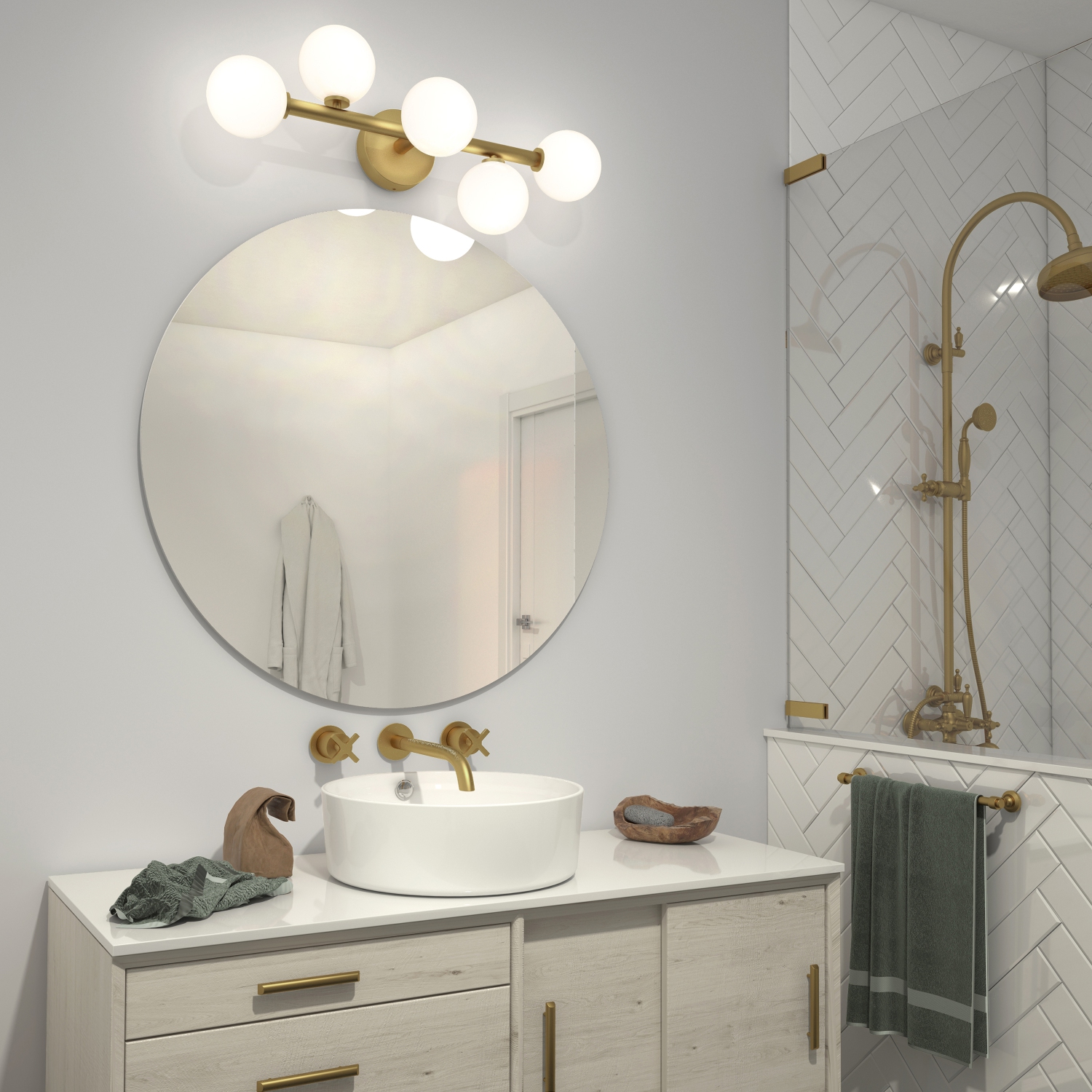 Luminaire de salle de bain moderne Bloom, noir et doré