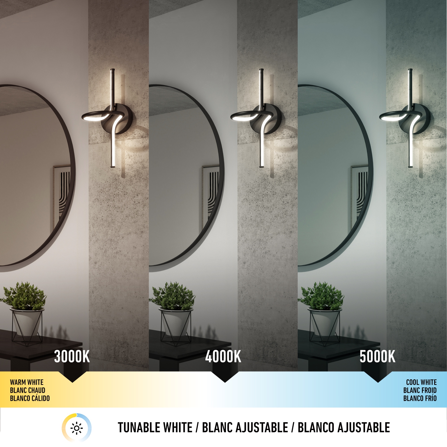 Applique murale moderne Swirl, noir