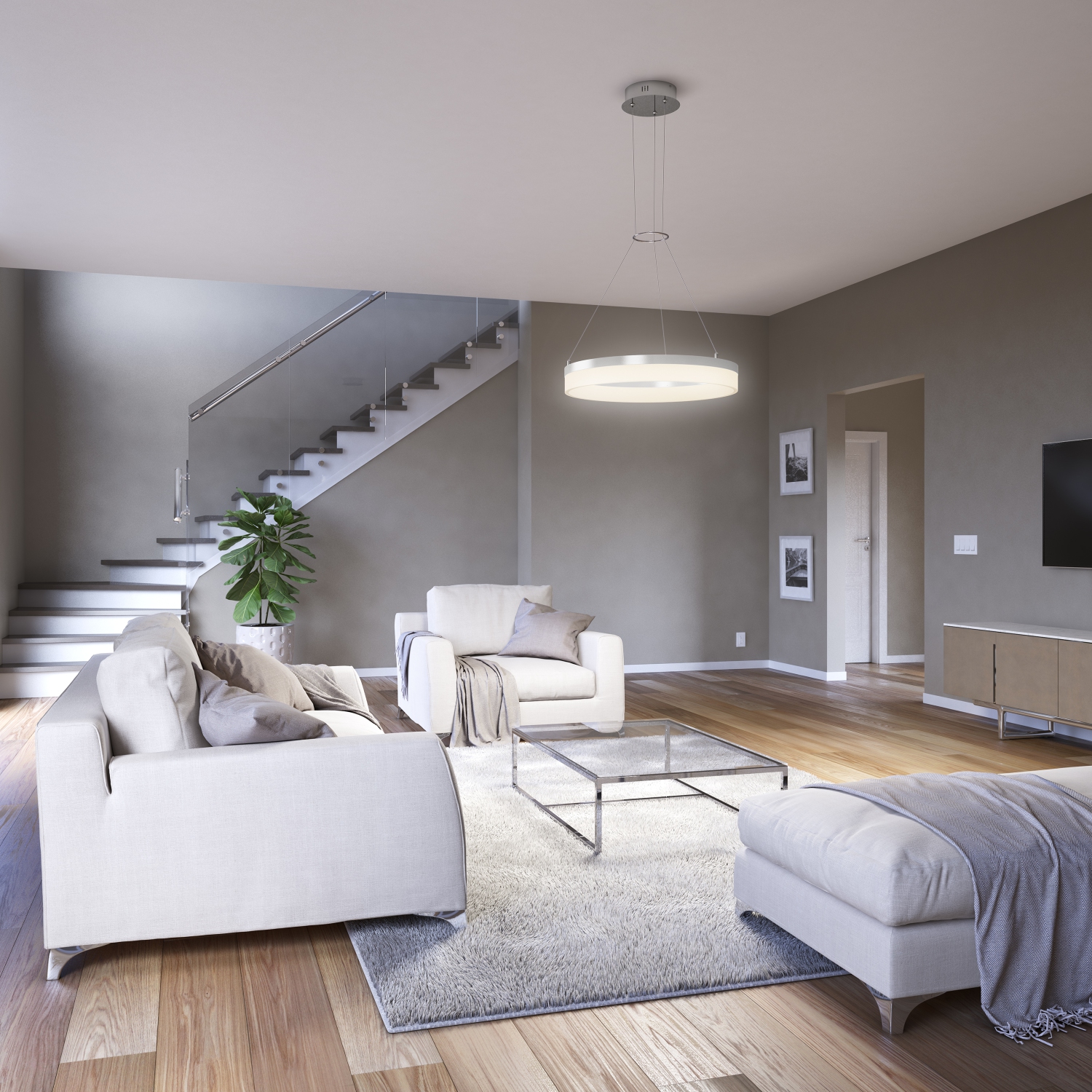 Luminaire suspendu moderne optique, argenté