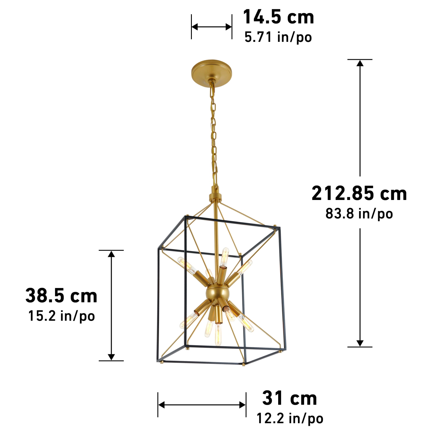 Lustre moderne du milieu du siècle Clyde Lustre, noir et doré