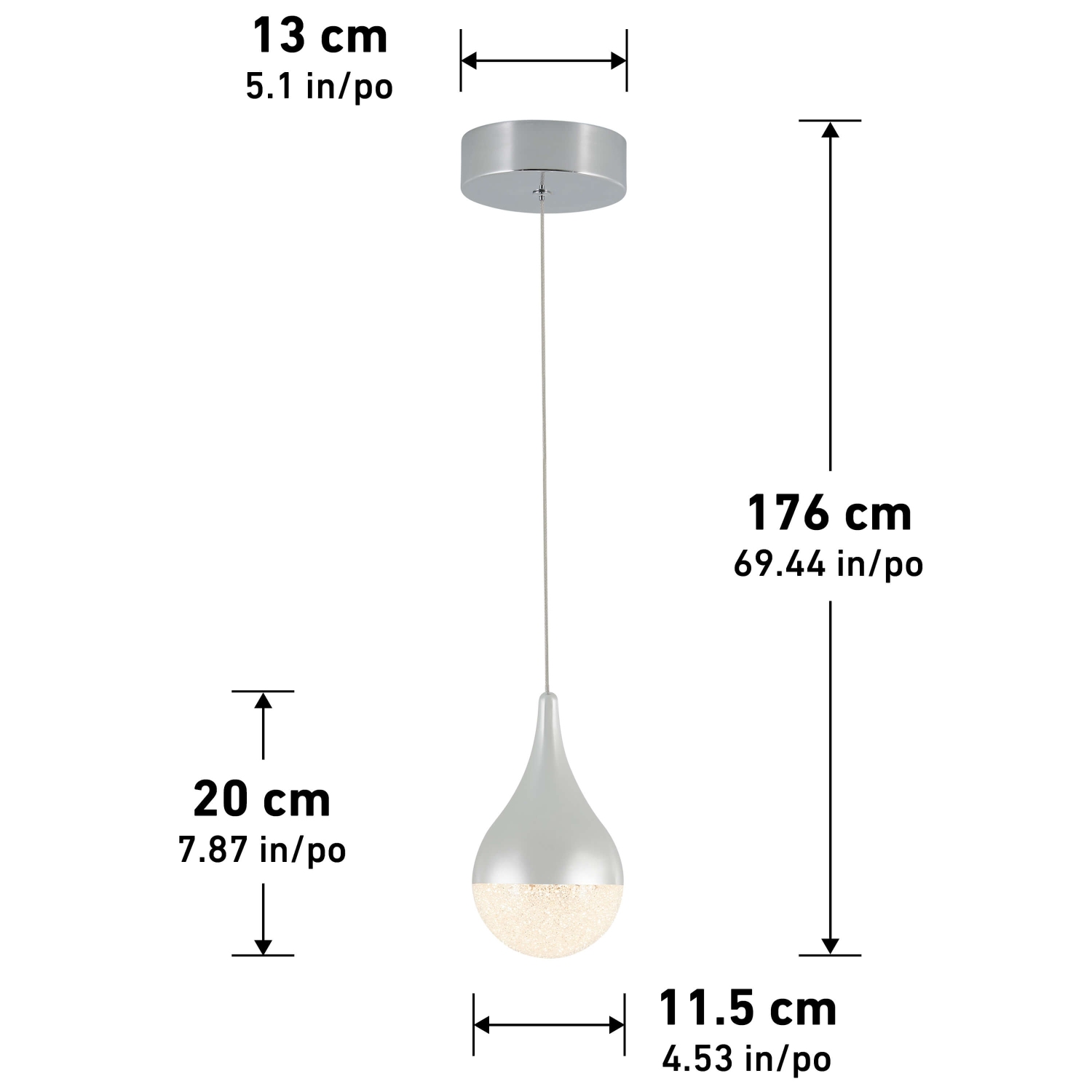 Luminaire suspendu moderne Glitzer, chrome