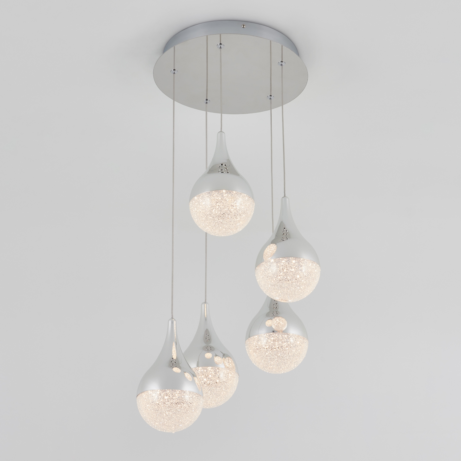 Luminaire suspendu moderne Glitzer, chrome