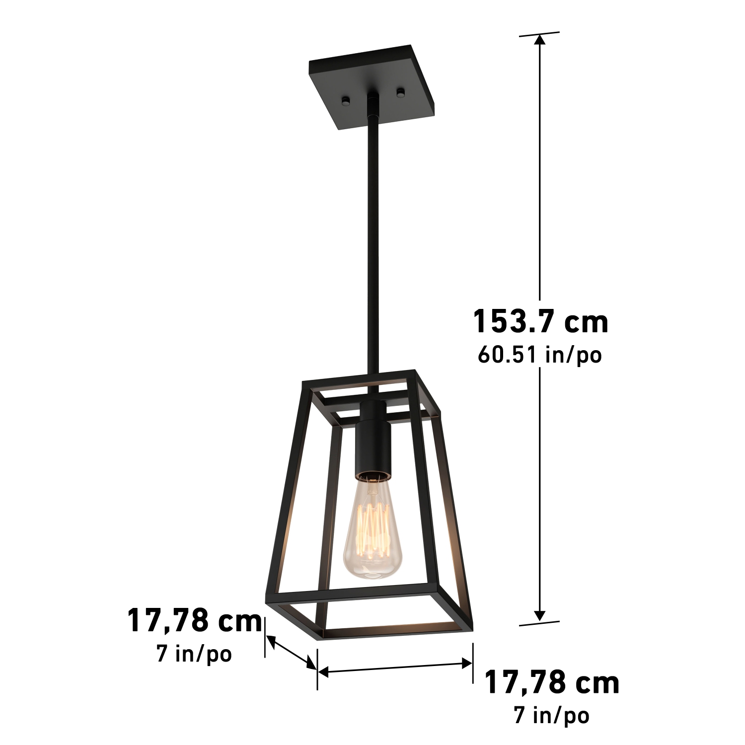 Carter Modern Mid-Century Pendant Light Fixture, Black