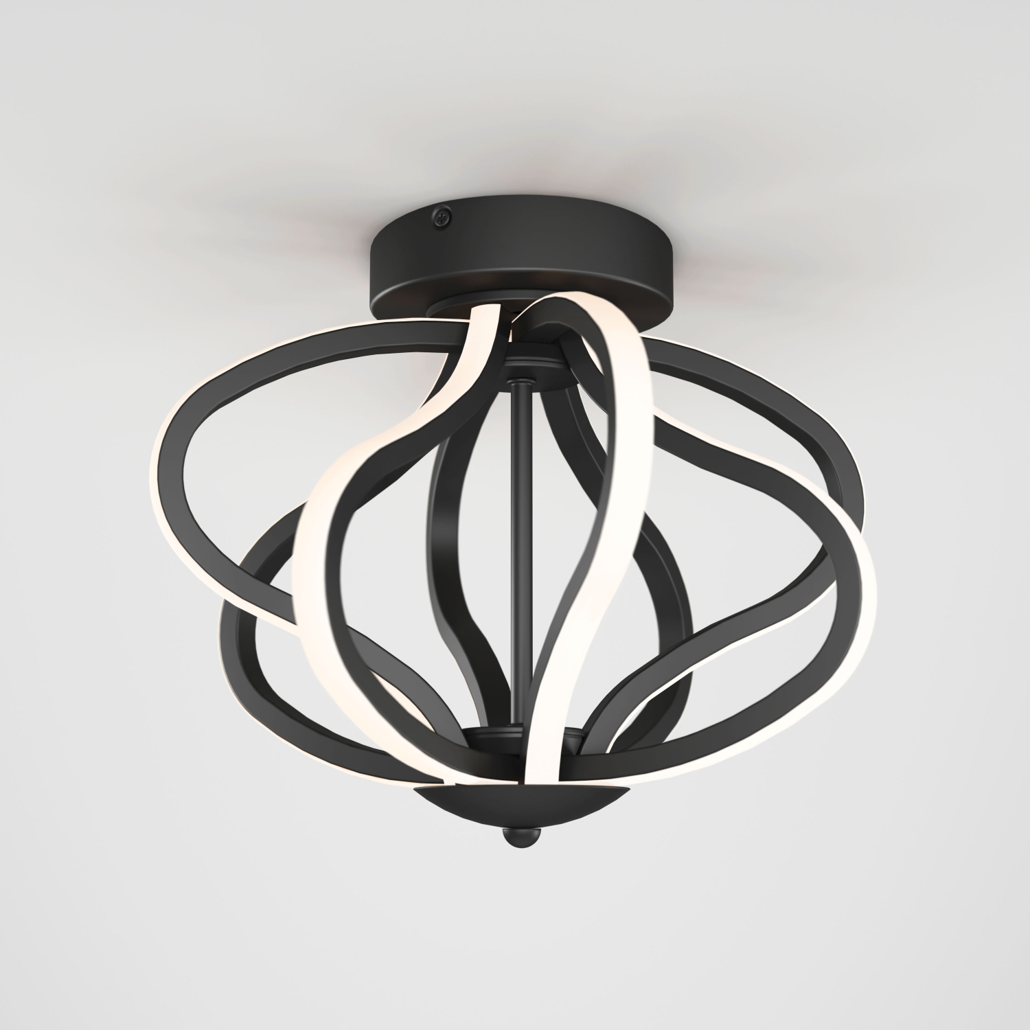 Meridian Modern Flush Mount Ceiling Light Fixture, Black