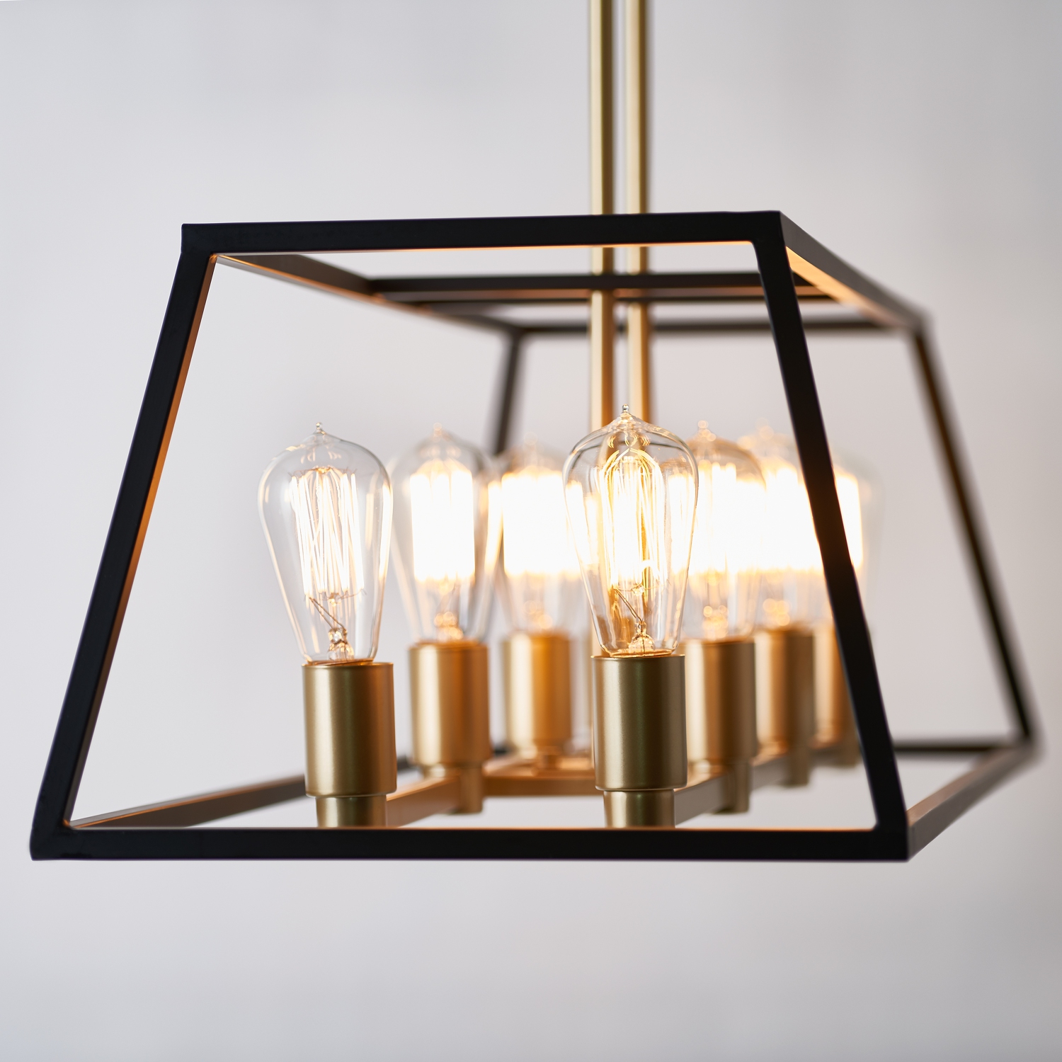 Carter Modern Mid-Century Chandelier, Black and Gold
