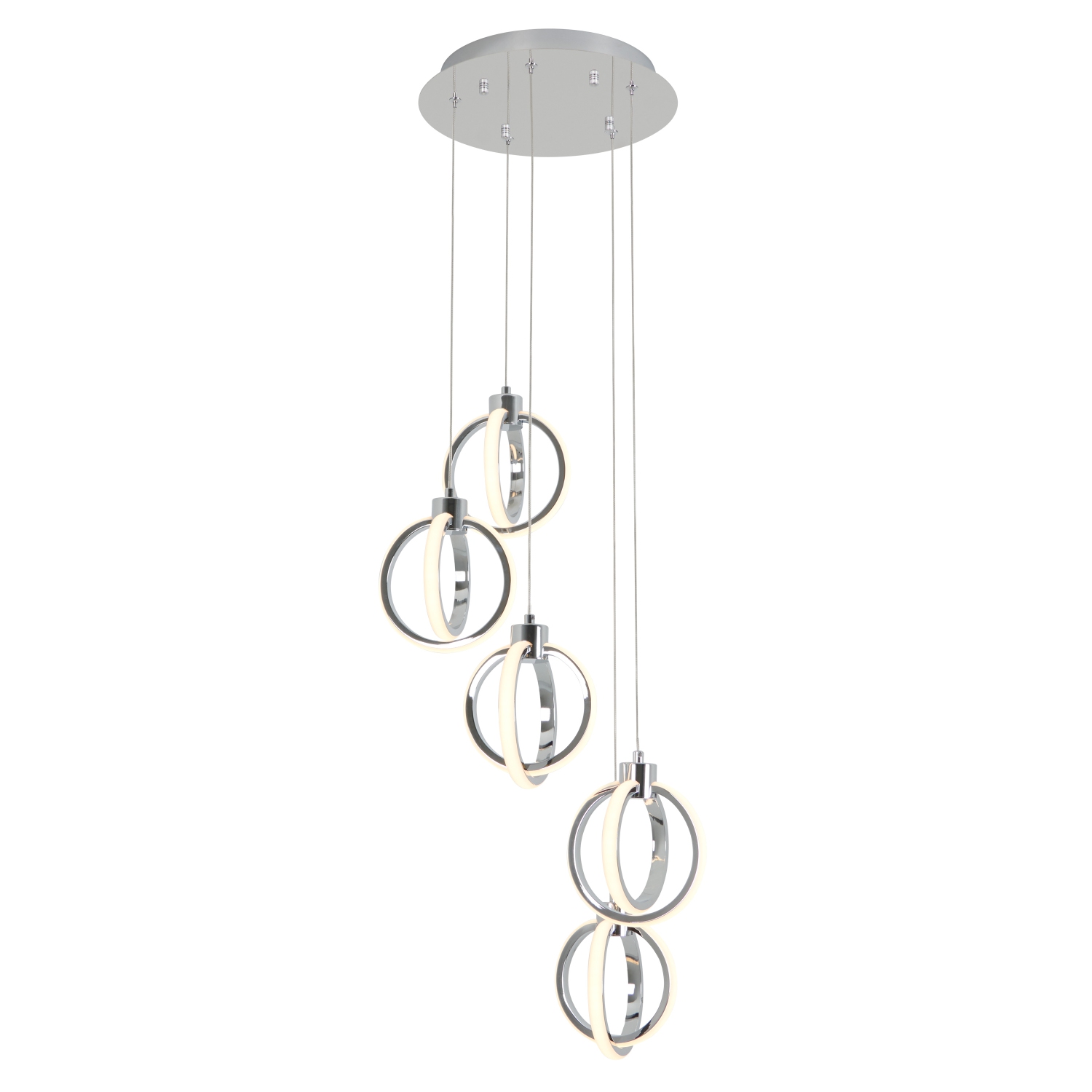 Soho 5-Light Pendant Modern Pendant Light Fixture, Chrome