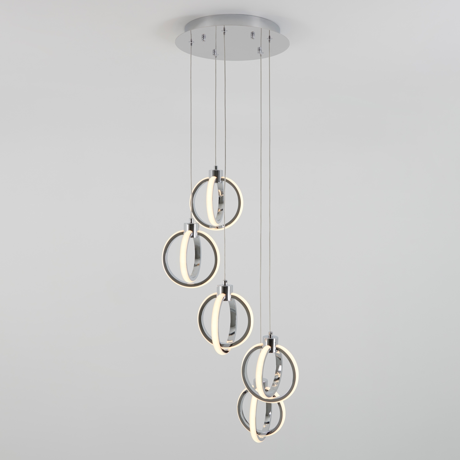 Soho 5-Light Pendant Modern Pendant Light Fixture, Chrome