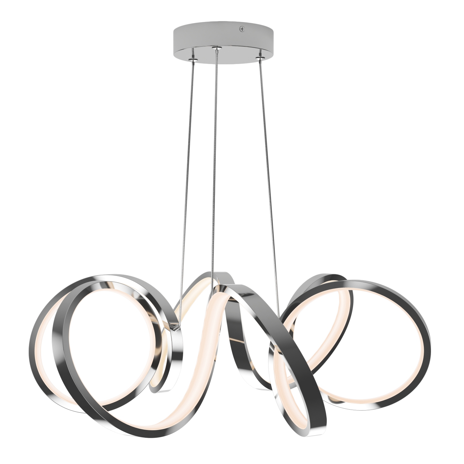 Swirl Ribbon Modern Pendant Light Fixture, Chrome
