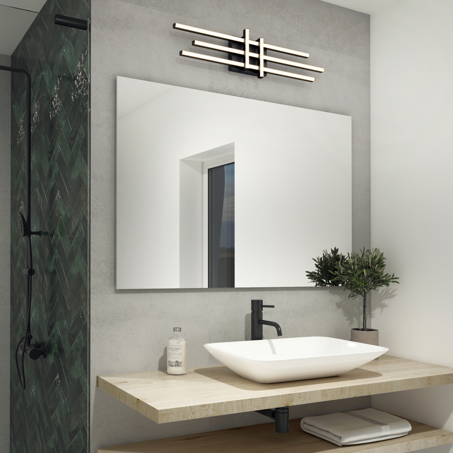 Grid Modern Vanity Light, Black
