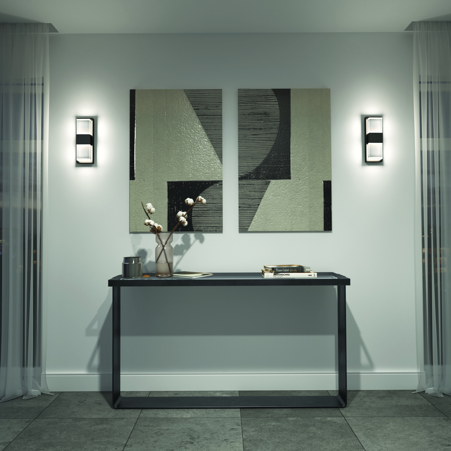 Mazza Modern Outdoor Wall Light, Matte Black