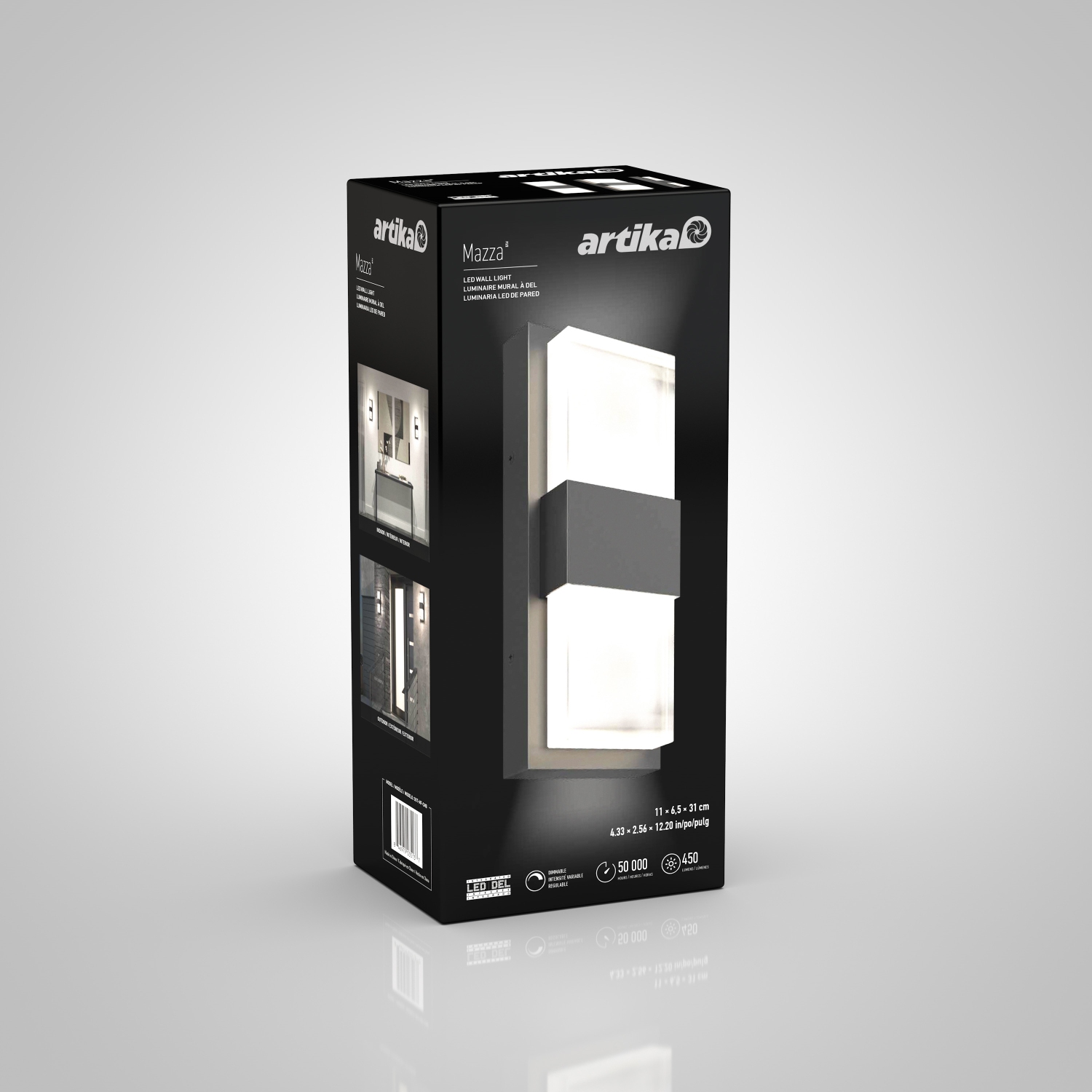 Mazza Modern Outdoor Wall Light, Matte Black