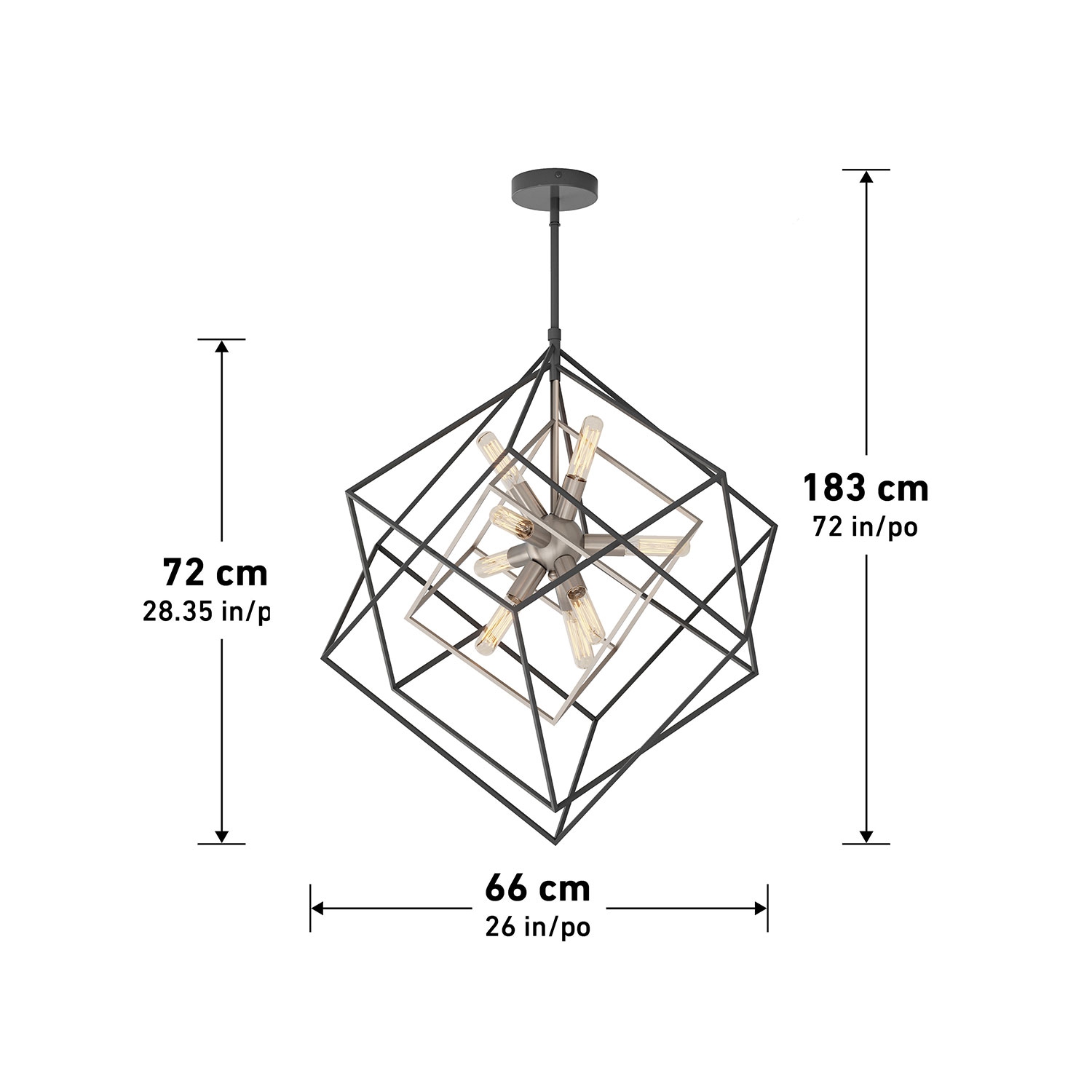 Imperium Modern Mid-Century Chandelier, Brushed Nickel