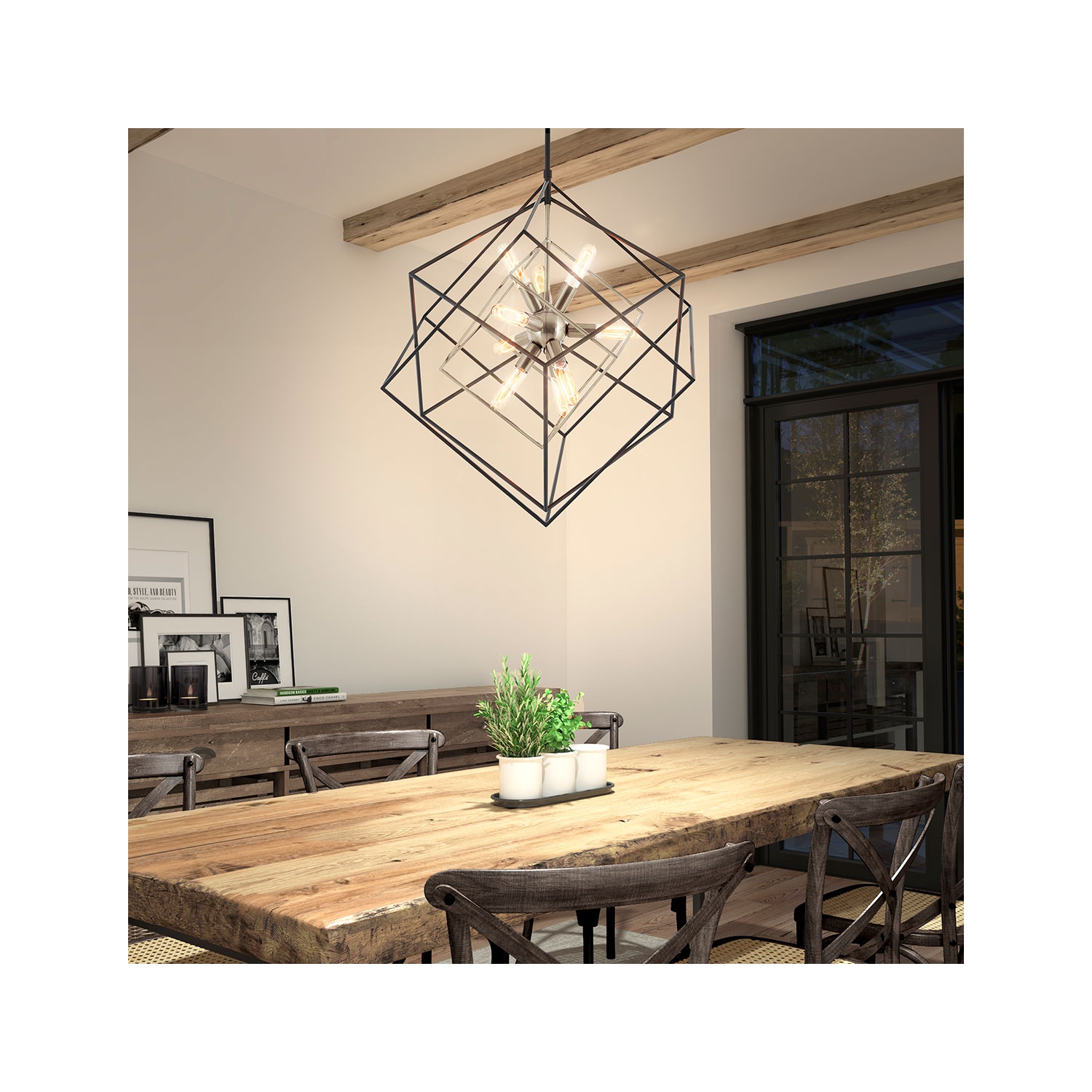 Imperium Modern Mid-Century Chandelier, Brushed Nickel