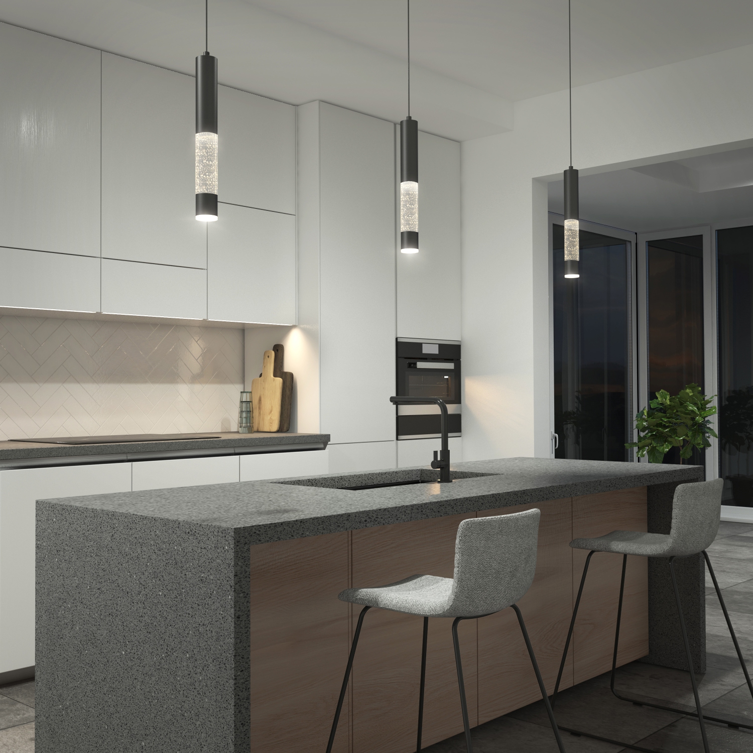 Mist Modern Pendant Light Fixture, Black