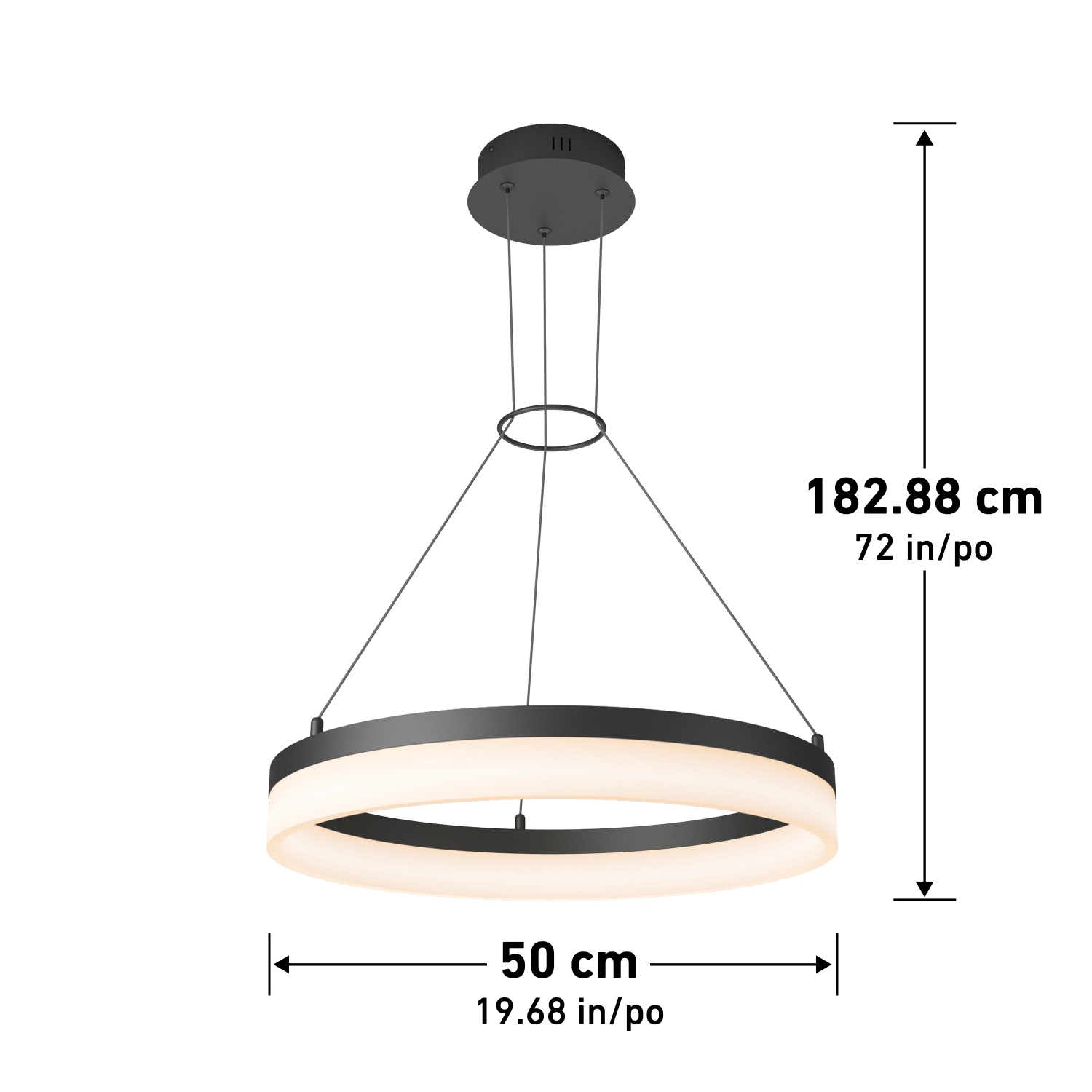 Luminaire suspendu moderne optique, noir