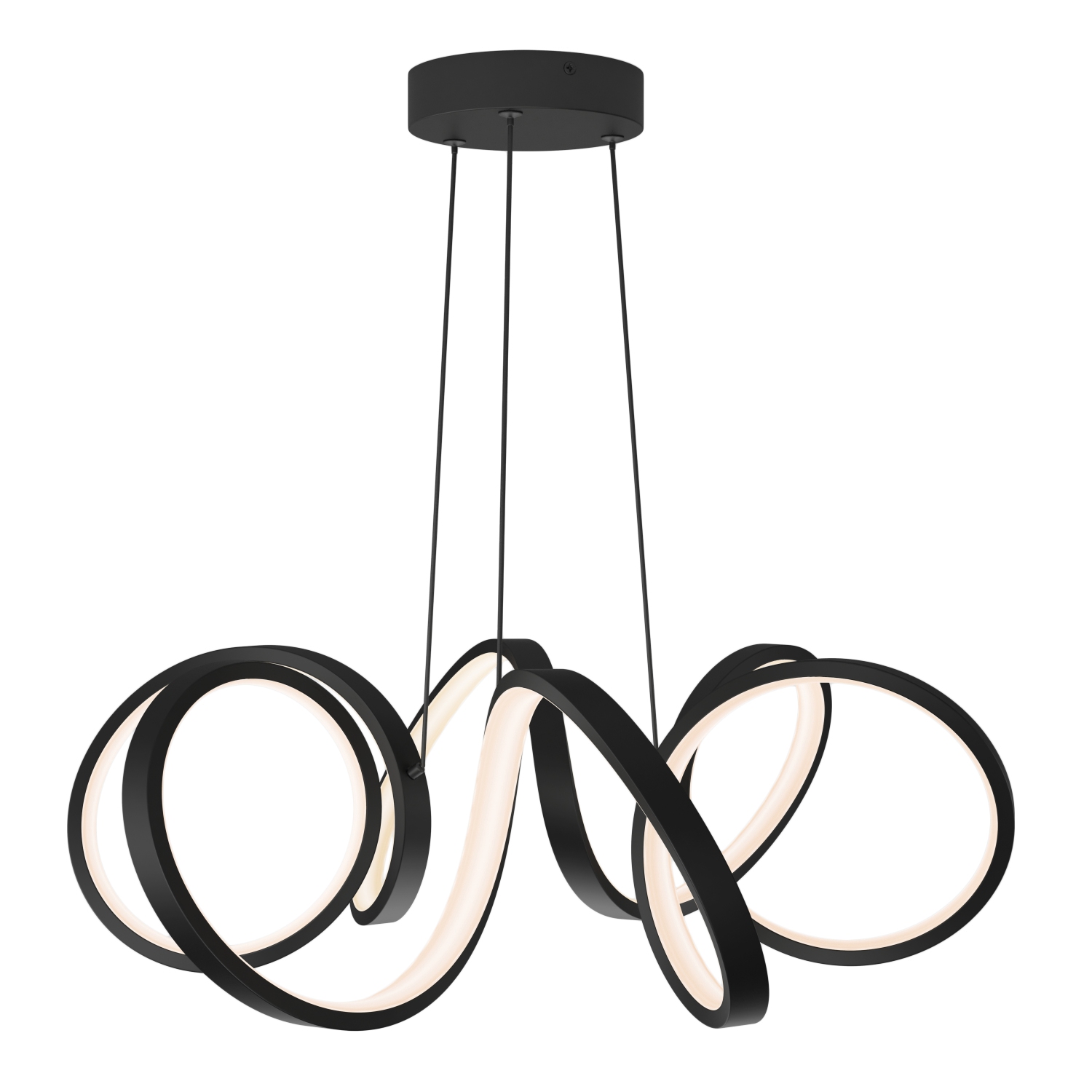 Swirl Ribbon Modern Pendant Light Fixture, Black