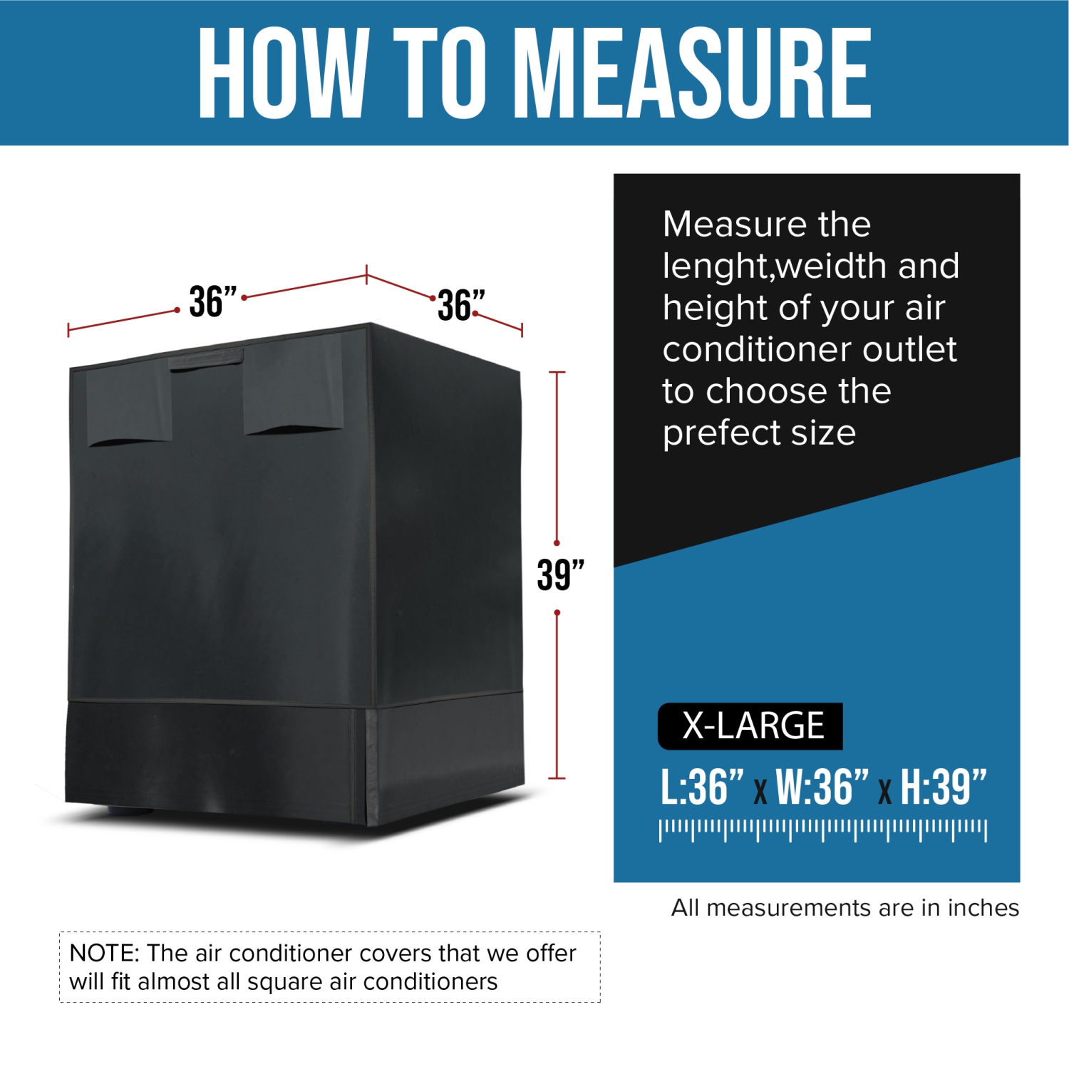 North East Harbor Air Conditioner Cover for Outside Units AC Cover for Outside Unit Waterproof Heavy Duty 600D UV Resistant Outdoor Air Conditioner