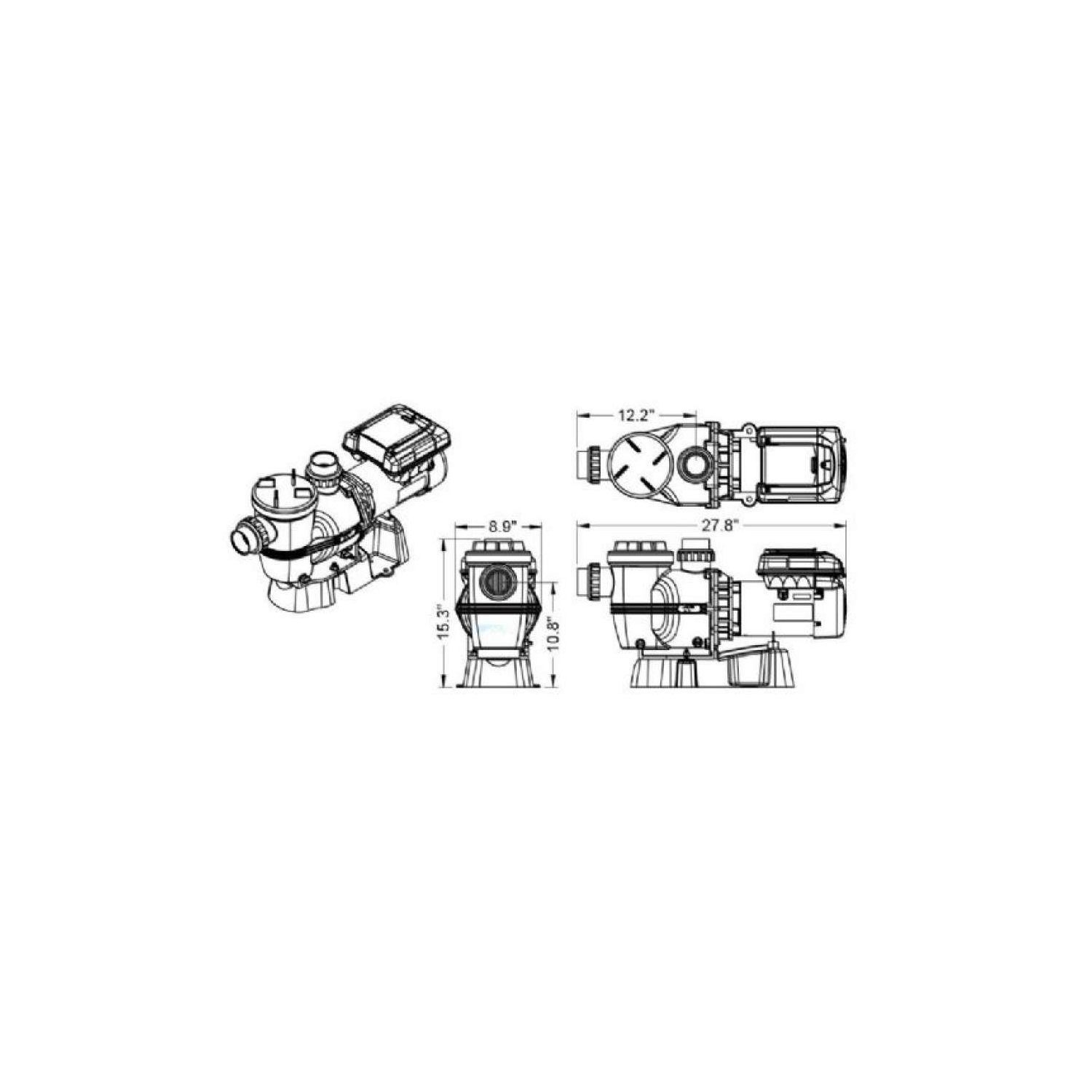 Pompe de piscine à vitesse variable Waterco INFINIUM Eco V-150, 1.65 HP, 110 V/220 V.
