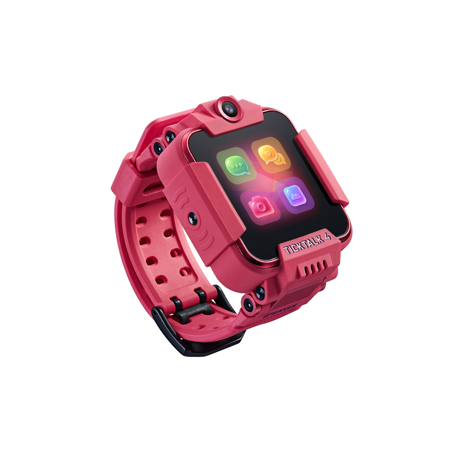 TickTalk 4 Unlocked 4G LTE Kids Smart Watch Phone with GPS Tracker, Combines Video, Voice and Wi-Fi Calling, Messaging & 2x Cameras - Laser Pink