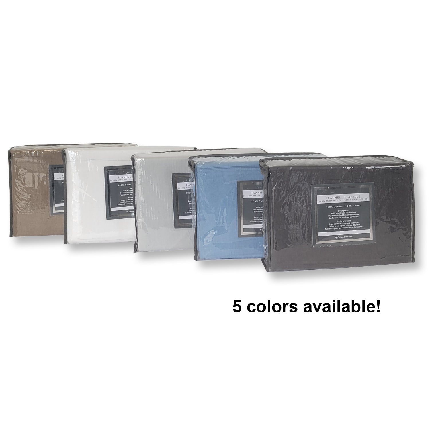 Coton House - Ensemble de draps en flanelle, 100 % coton, lit double, tuffet beige