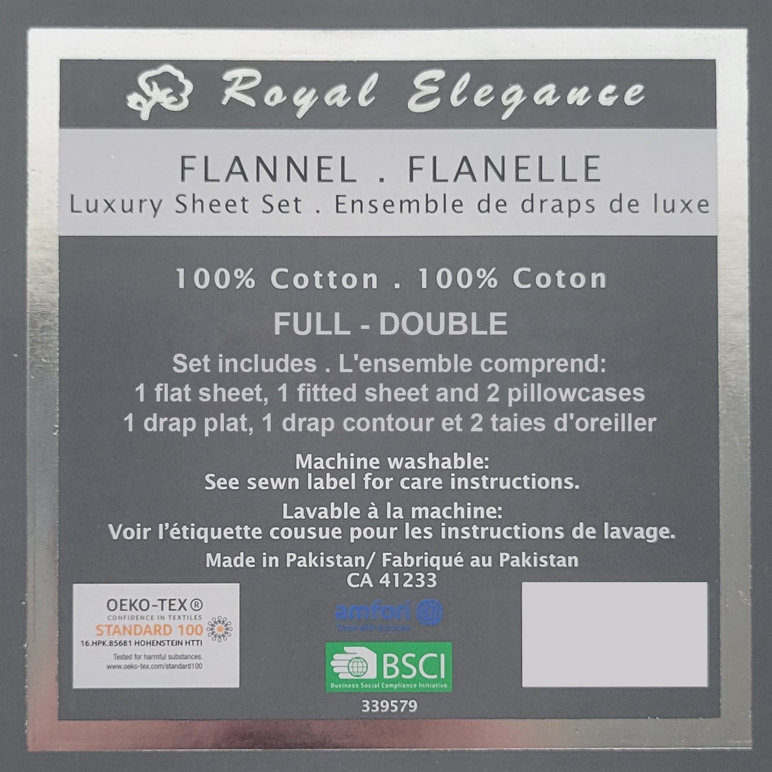 Coton House - Ensemble de draps en flanelle, 100 % coton, lit double, motif écossais vert