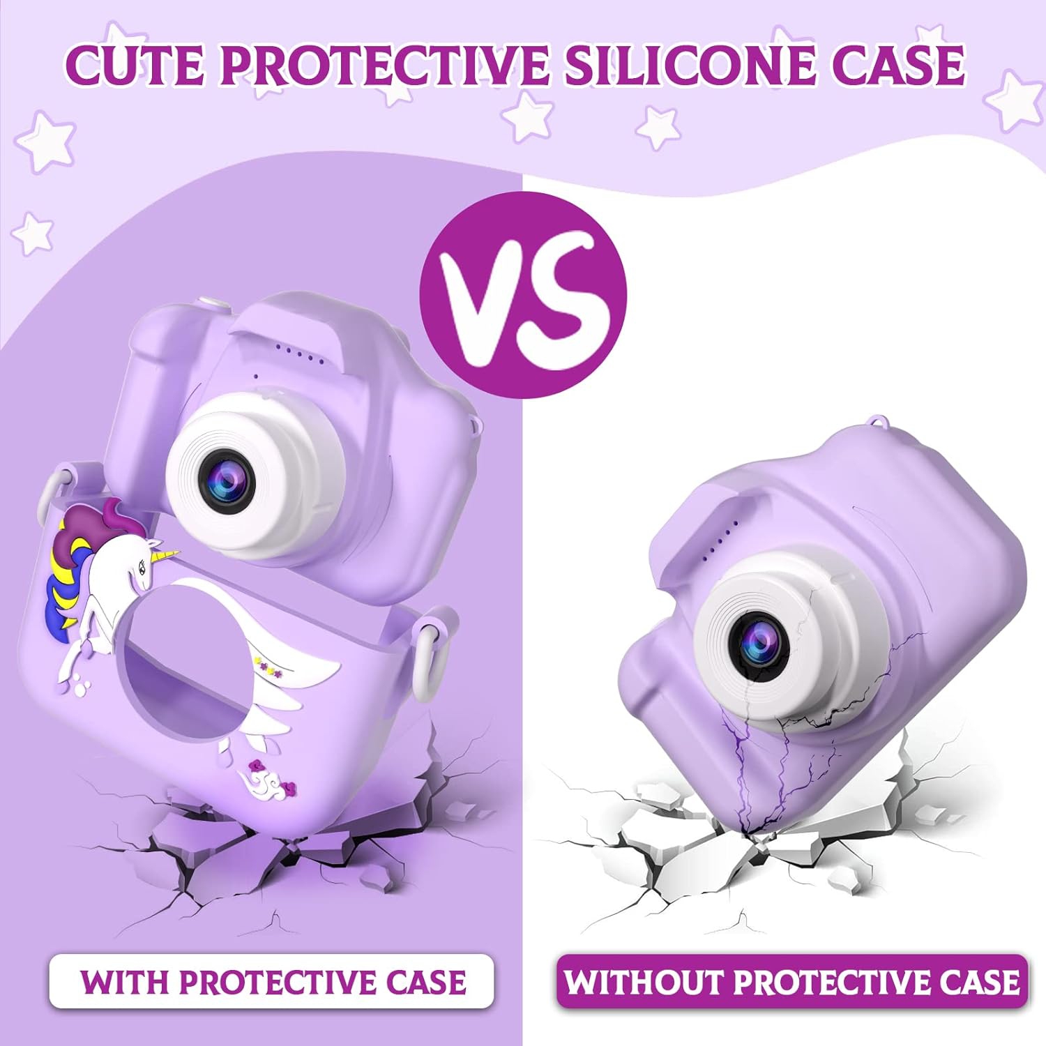 Purple Kids Digital Camera for Boys & Girls Ages 3-12 - Selfie & Video, 32GB TF Card | Perfect Christmas & Birthday Gift