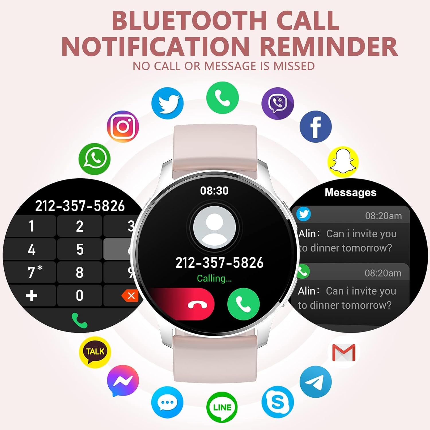 HER Luxury Smart Watch with Bluetooth Calling, 1.32" Custom Dial Fitness Tracker – Heart Rate, Sleep & Step Monitor, Waterproof, Android & iPhone