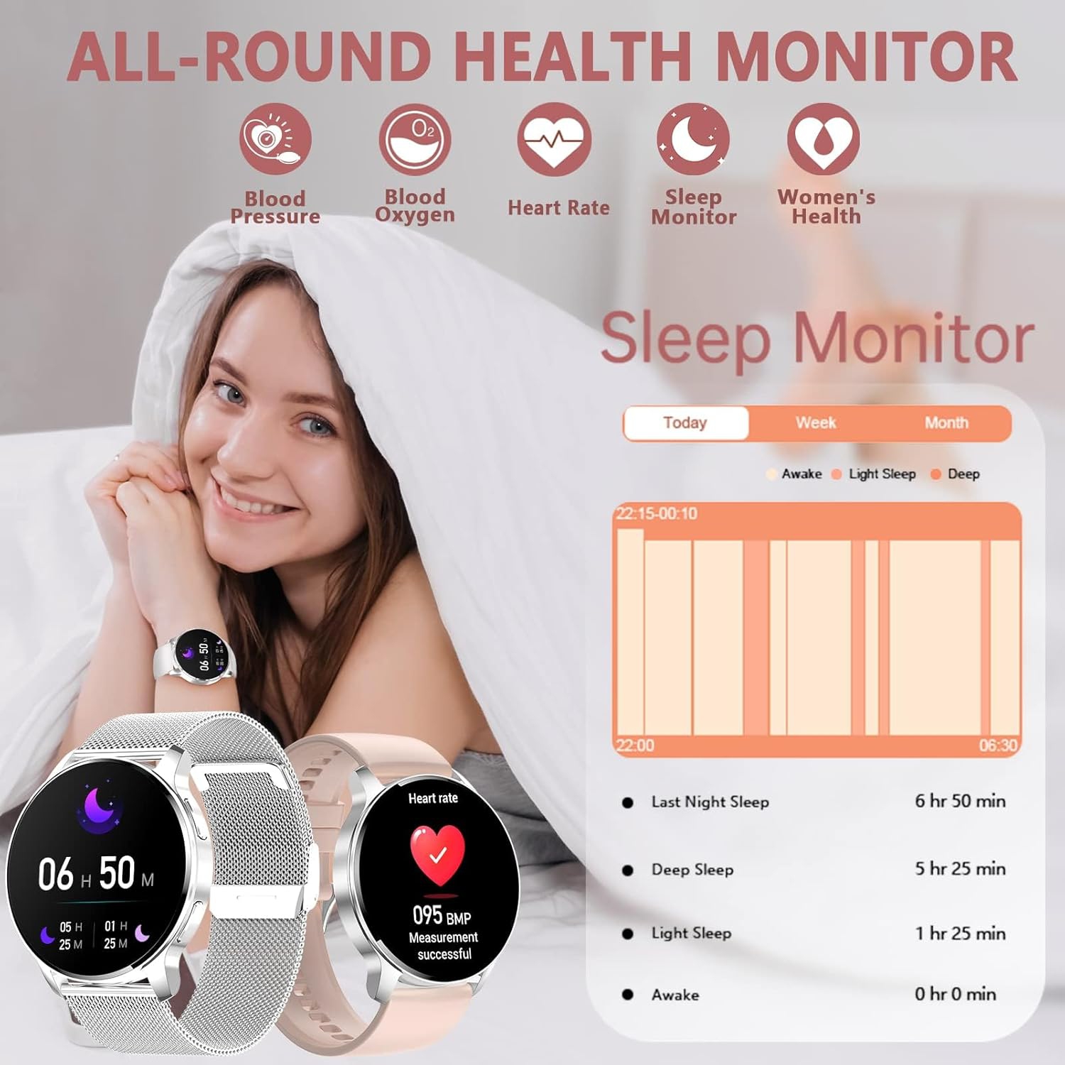 HER Luxury Smart Watch with Bluetooth Calling, 1.32" Custom Dial Fitness Tracker – Heart Rate, Sleep & Step Monitor, Waterproof, Android & iPhone