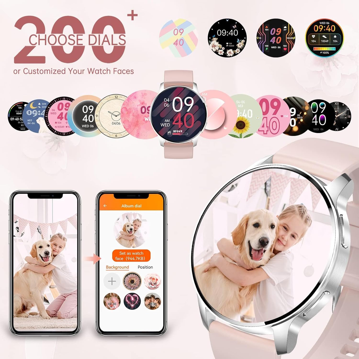 HER Luxury Smart Watch with Bluetooth Calling, 1.32" Custom Dial Fitness Tracker – Heart Rate, Sleep & Step Monitor, Waterproof, Android & iPhone