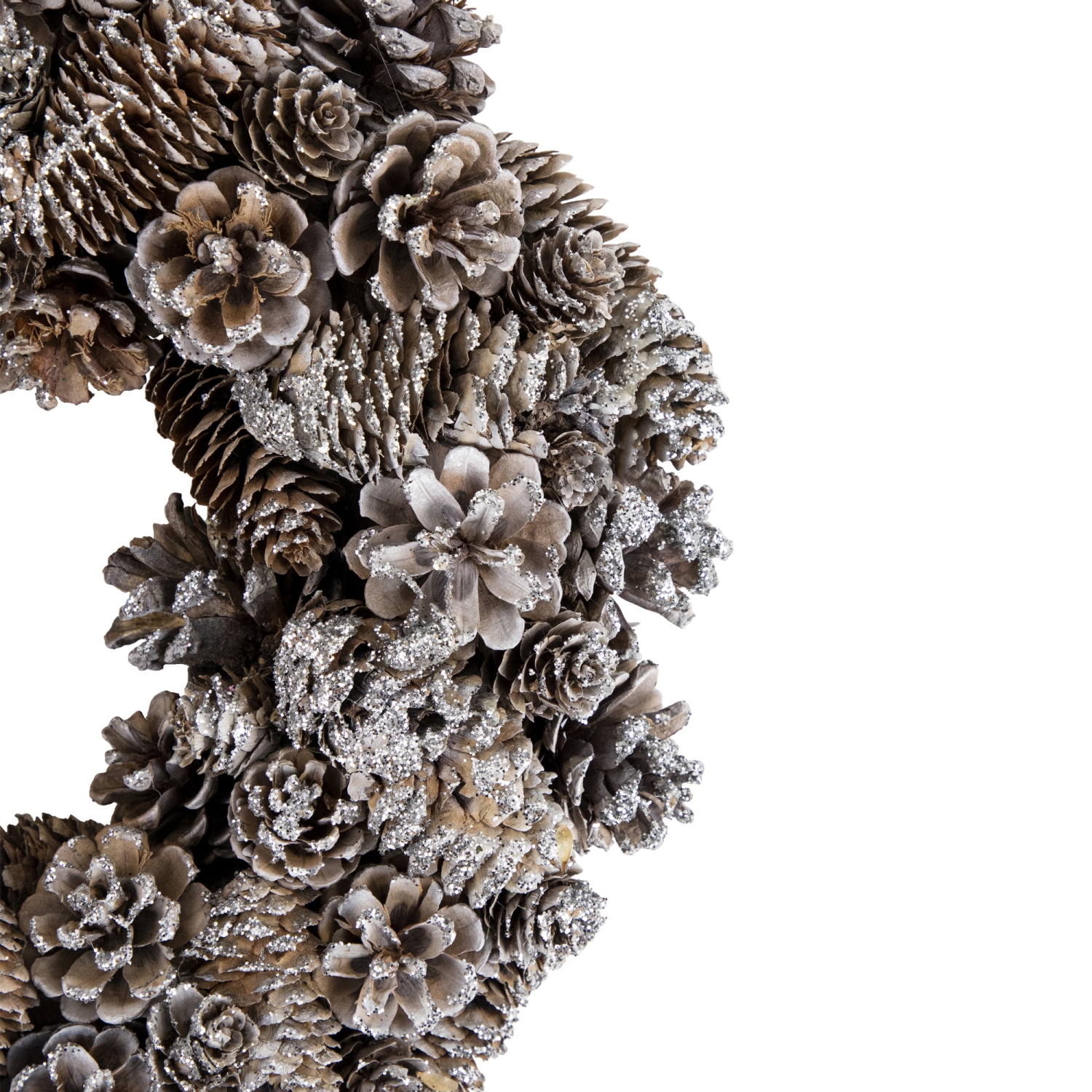 Frosted and Glittered Assorted Pinecone Small Artificial Christmas Wreath - 13.5" - Unlit