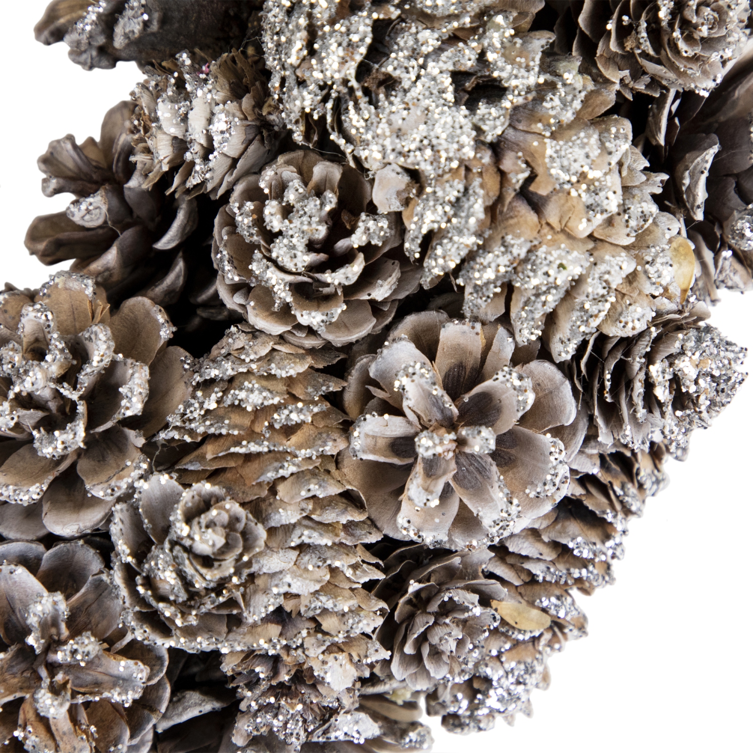 Frosted and Glittered Assorted Pinecone Small Artificial Christmas Wreath - 13.5" - Unlit
